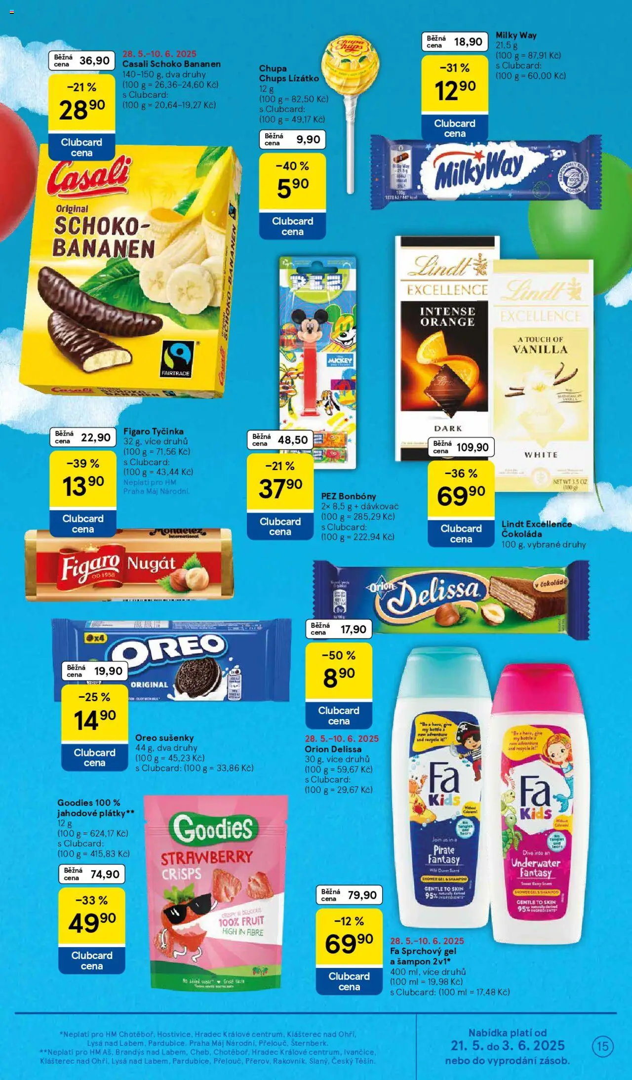 Tesco leták - Hypermarket od 28.05.2025 | Strana: 15 | Produkty: Lindt, Čokoláda, Oreo, Šampon