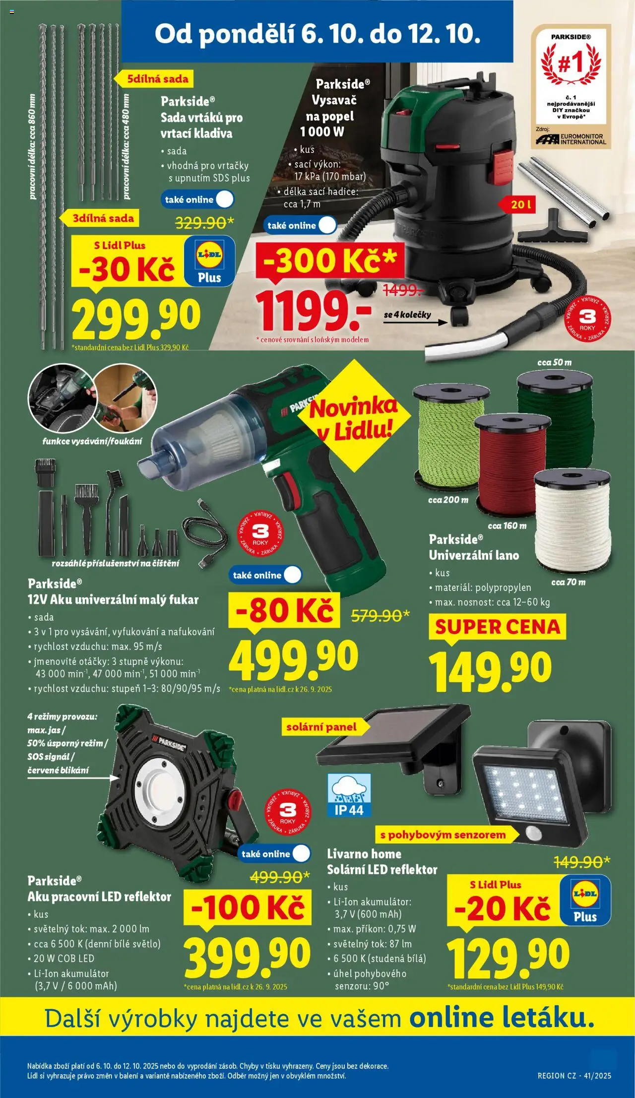 Lidl leták od 06.10.2025 | Strana: 45 | Produkty: LED reflektor, Reflektor, LED, Vysavač na popel