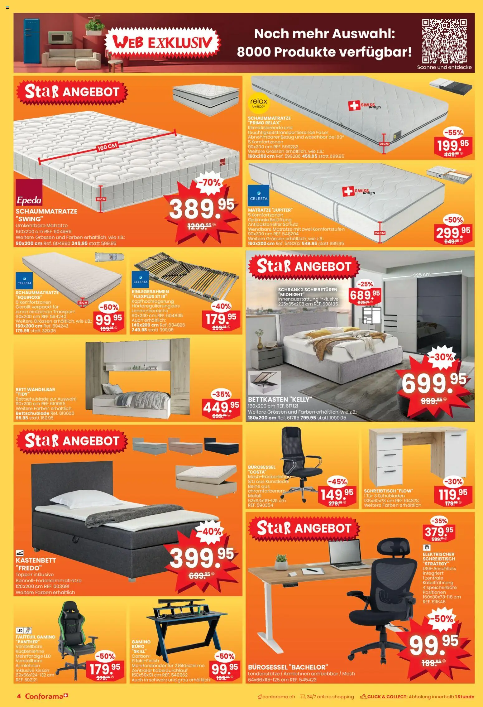Conforama Aktionen – gültig ab 21.01.2026 | Seite: 4 | Produkte: Matratze, Kissen, Topper, Schrank