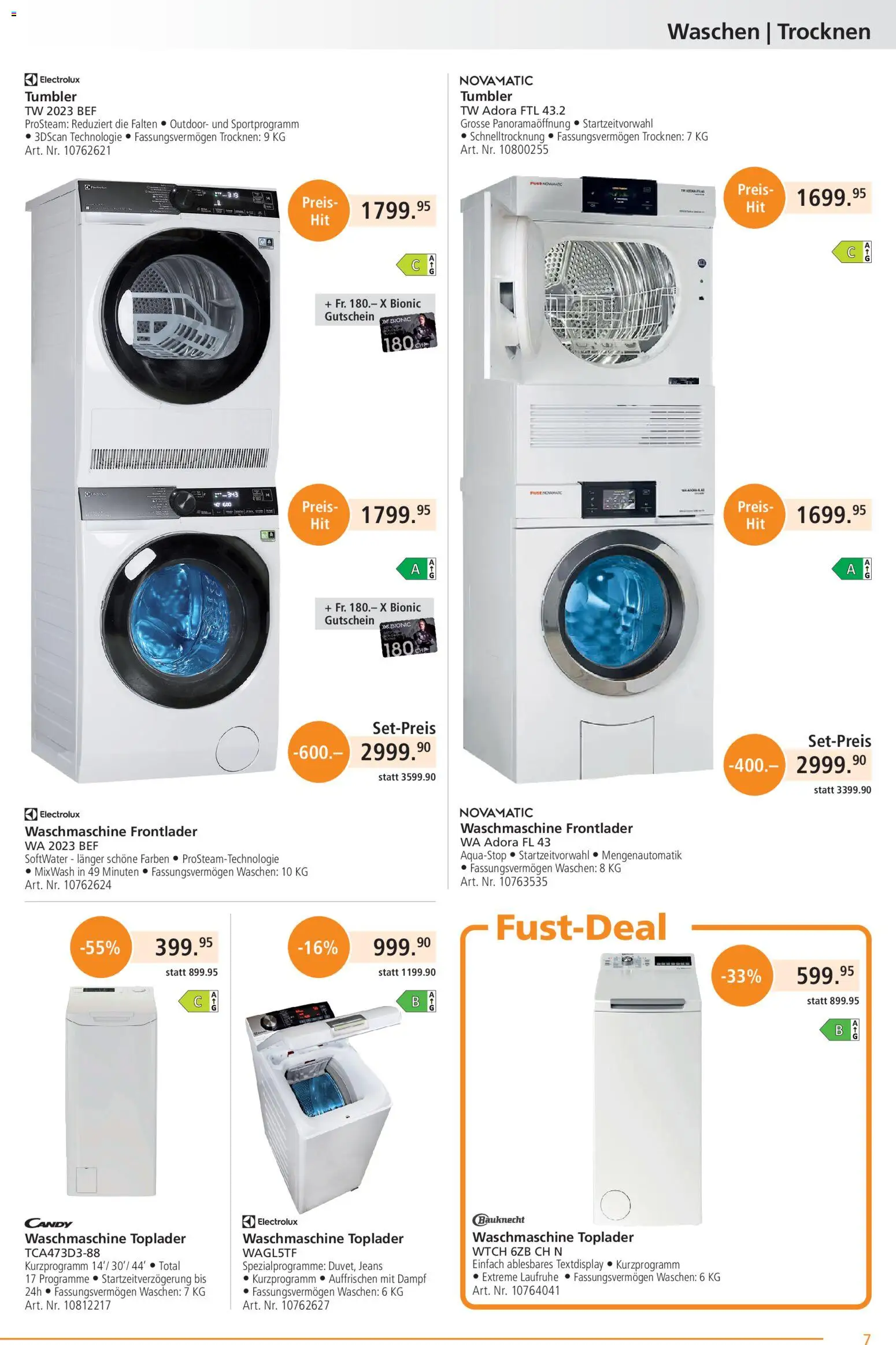 Fust aktionen – gültig ab 23.03.2026 | Seite: 7 | Produkte: Toplader, Jeans, Waschmaschine