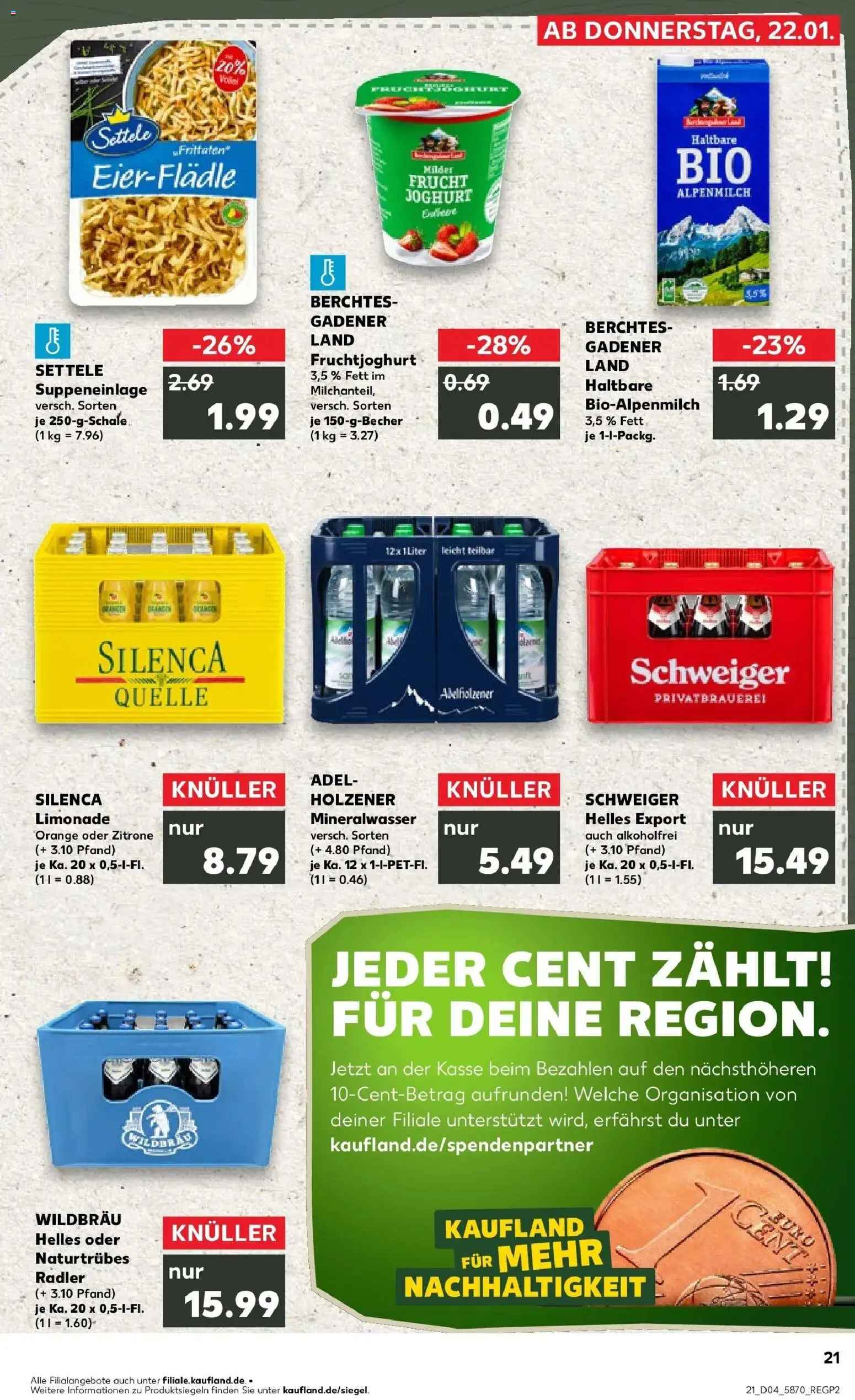 Kaufland prospekt Markt Schwaben	 – gültig ab 25.01.2026 | Seite: 21 | Produkte: Joghurt, Limonade, Mineralwasser, Radler