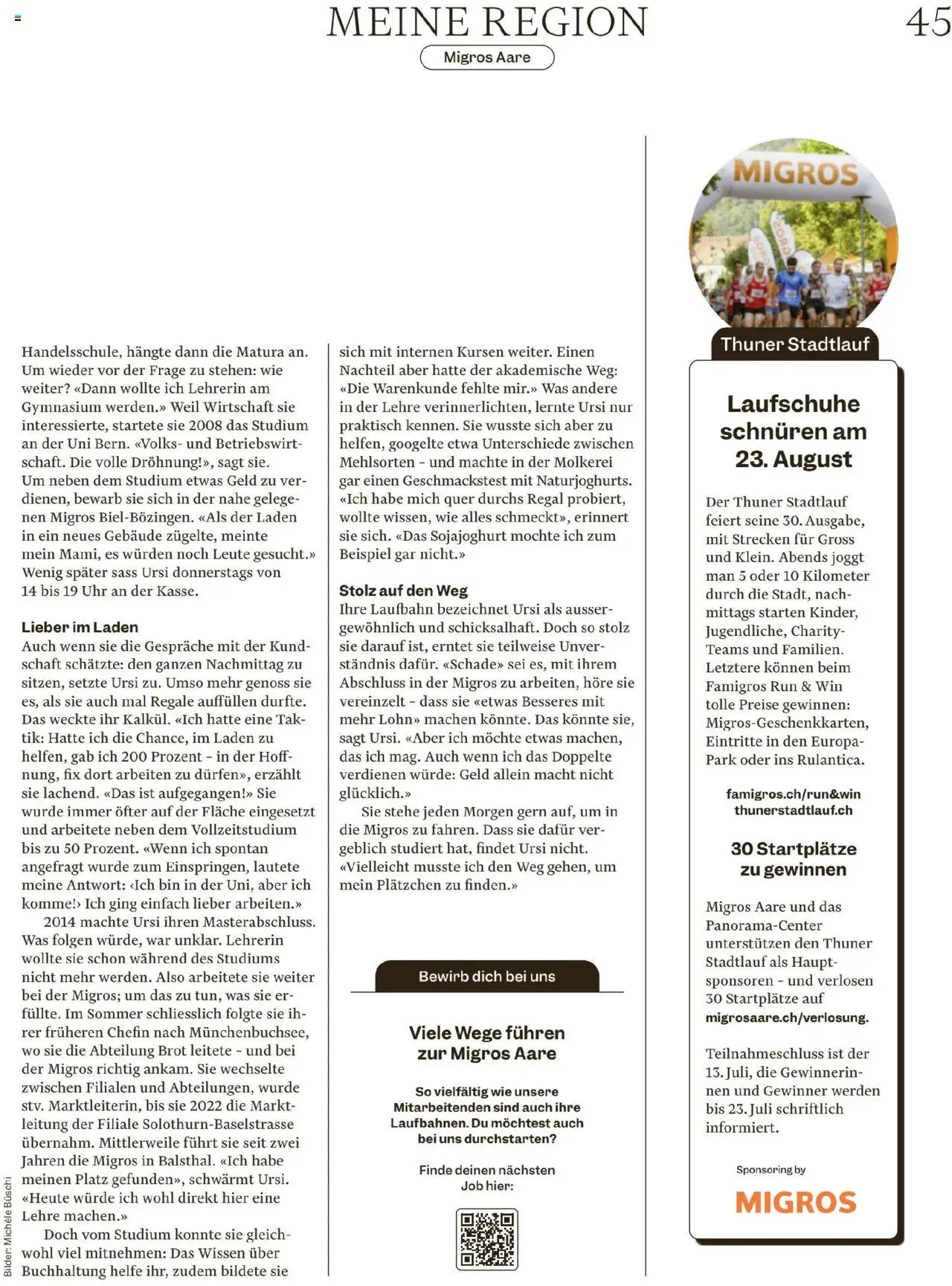 Migros Magazin ab 08.07.2025 | Seite: 45 | Produkte: Laufschuhe, Brot, Uhr, Bilder