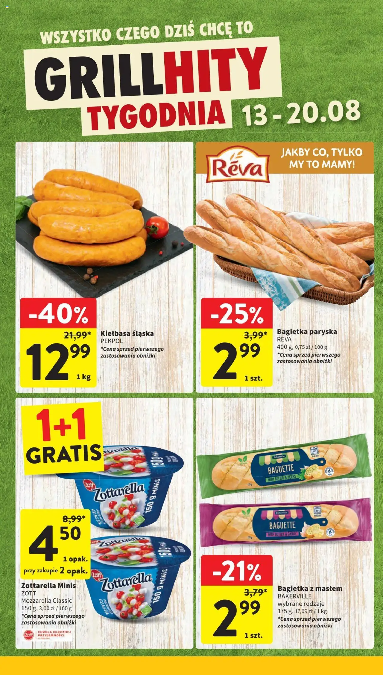 Intermarche Gazetka od 13.08.2025 | Strona: 6 | Produkty: Kiełbasa, Kiełbasa śląska, Bagietka, Mozzarella