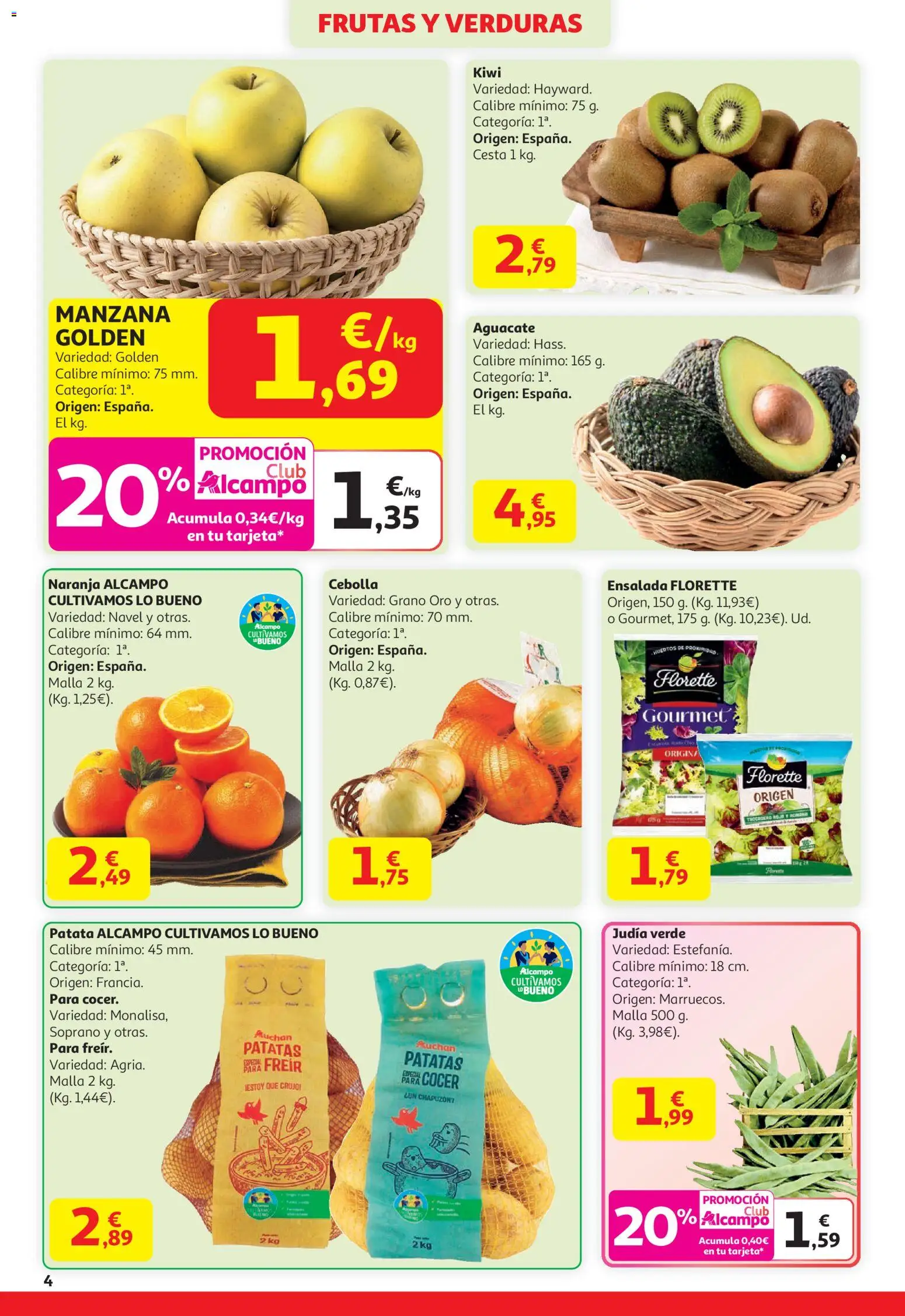Alcampo - HG Nacional │ válido desde el 15.01.2026 | Página: 4 | Productos: Kiwi, Manzana, Παγωμένο τσάι, Cesta
