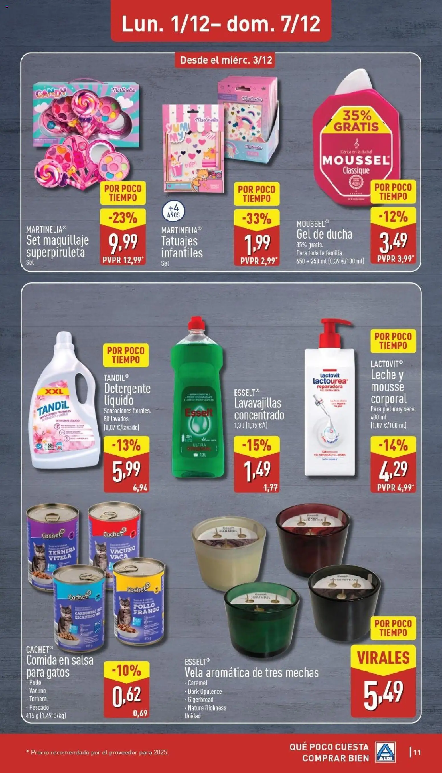 Aldi folleto Península │ válido desde el 01.12.2025 | Página: 11 | Productos: Maquillaje, Detergente, Lavavajillas, Ducha