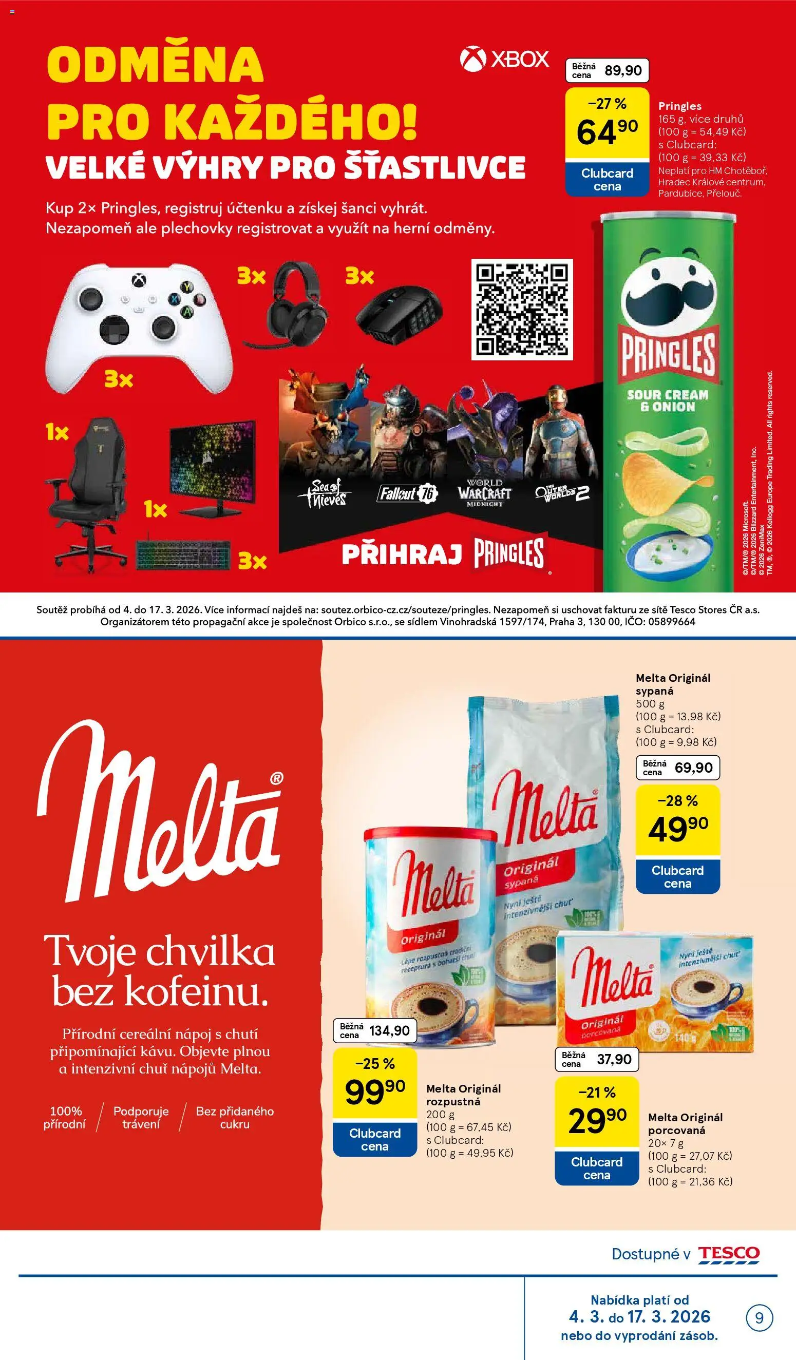 Tesco leták - Hypermarket od 04.03.2026 | Strana: 9 | Produkty: Pringles, Xbox, Melta
