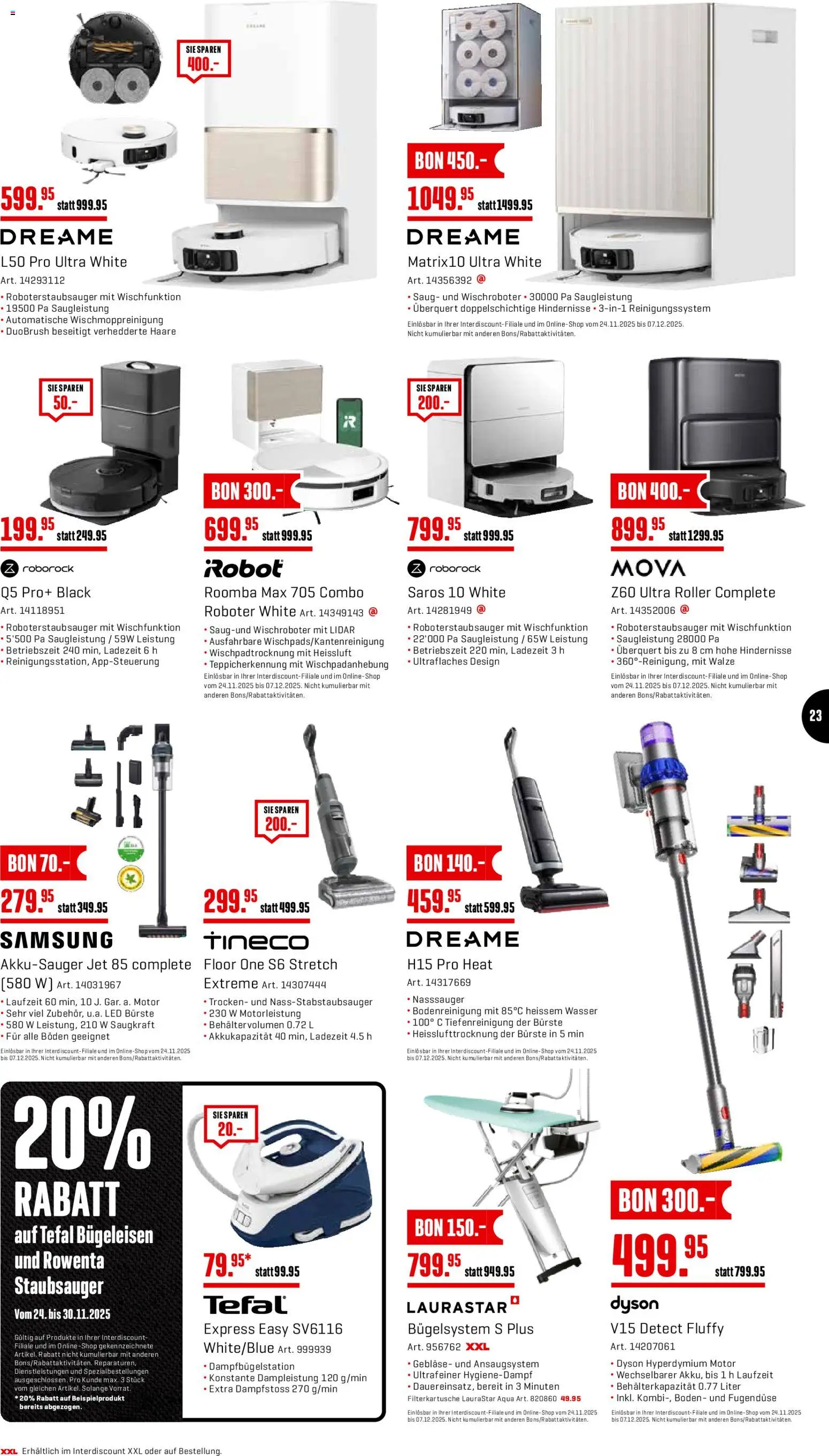Interdiscount - Black Friday – gültig ab 24.11.2025 | Seite: 23 | Produkte: Roboter, Bügeleisen, Samsung, Dyson