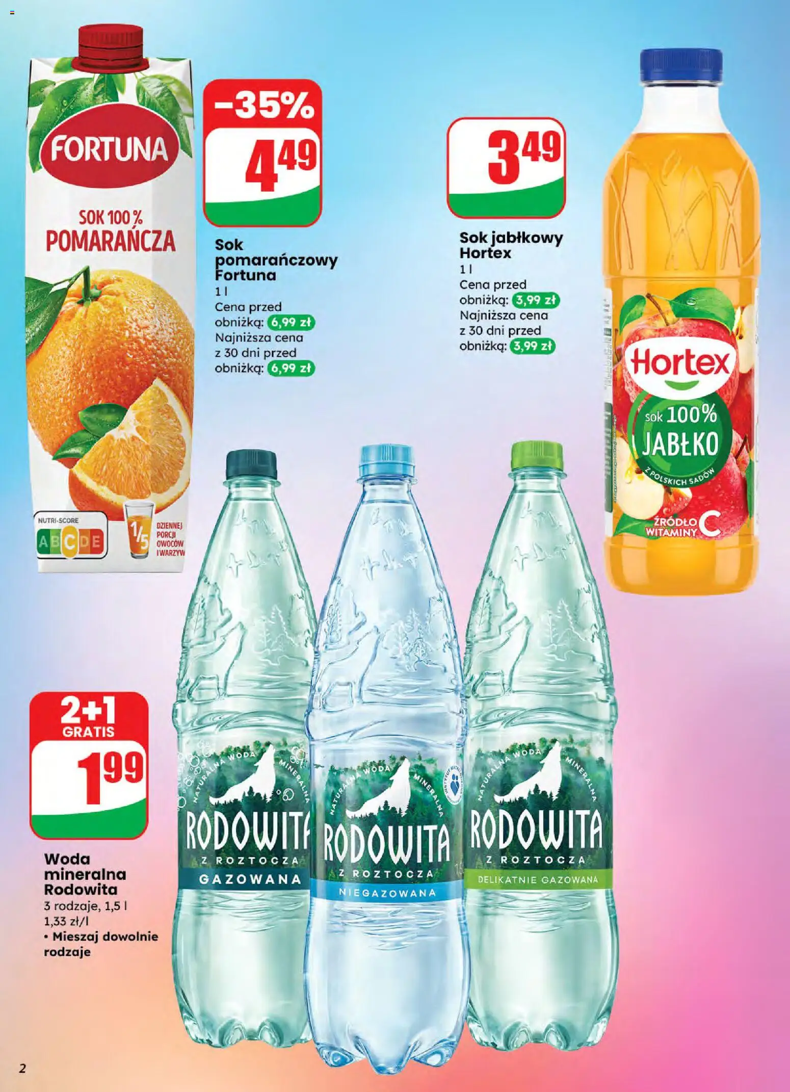 Dino Gazetka od 26.11.2025 | Strona: 2 | Produkty: Sok pomarańczowy, Sok jabłkowy, Sok, Woda