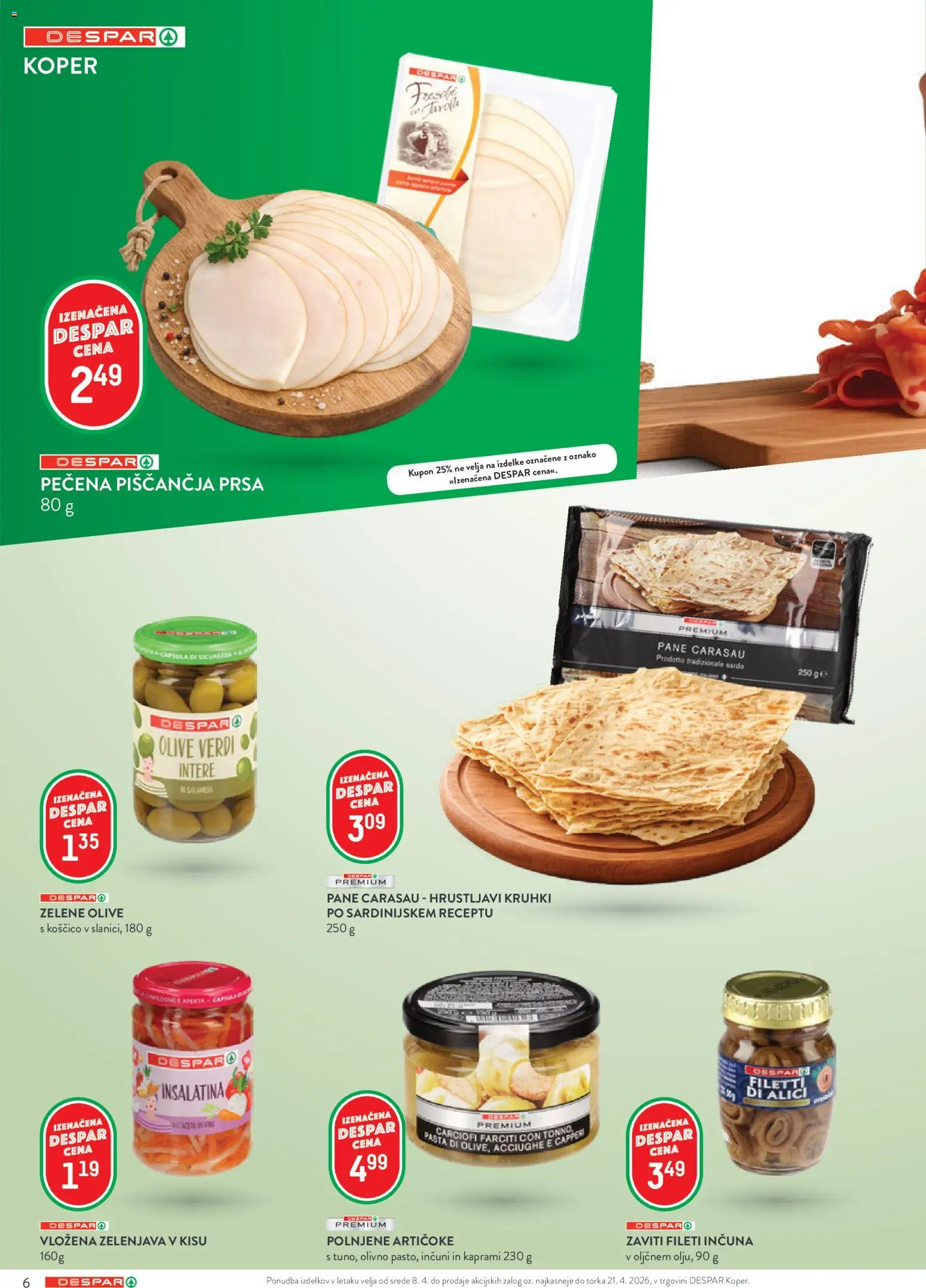 Novi Spar katalog ponudbe – veljaven od 08.04.2026 | Stran: 6 | Izdelki: Olive, Zelenjava