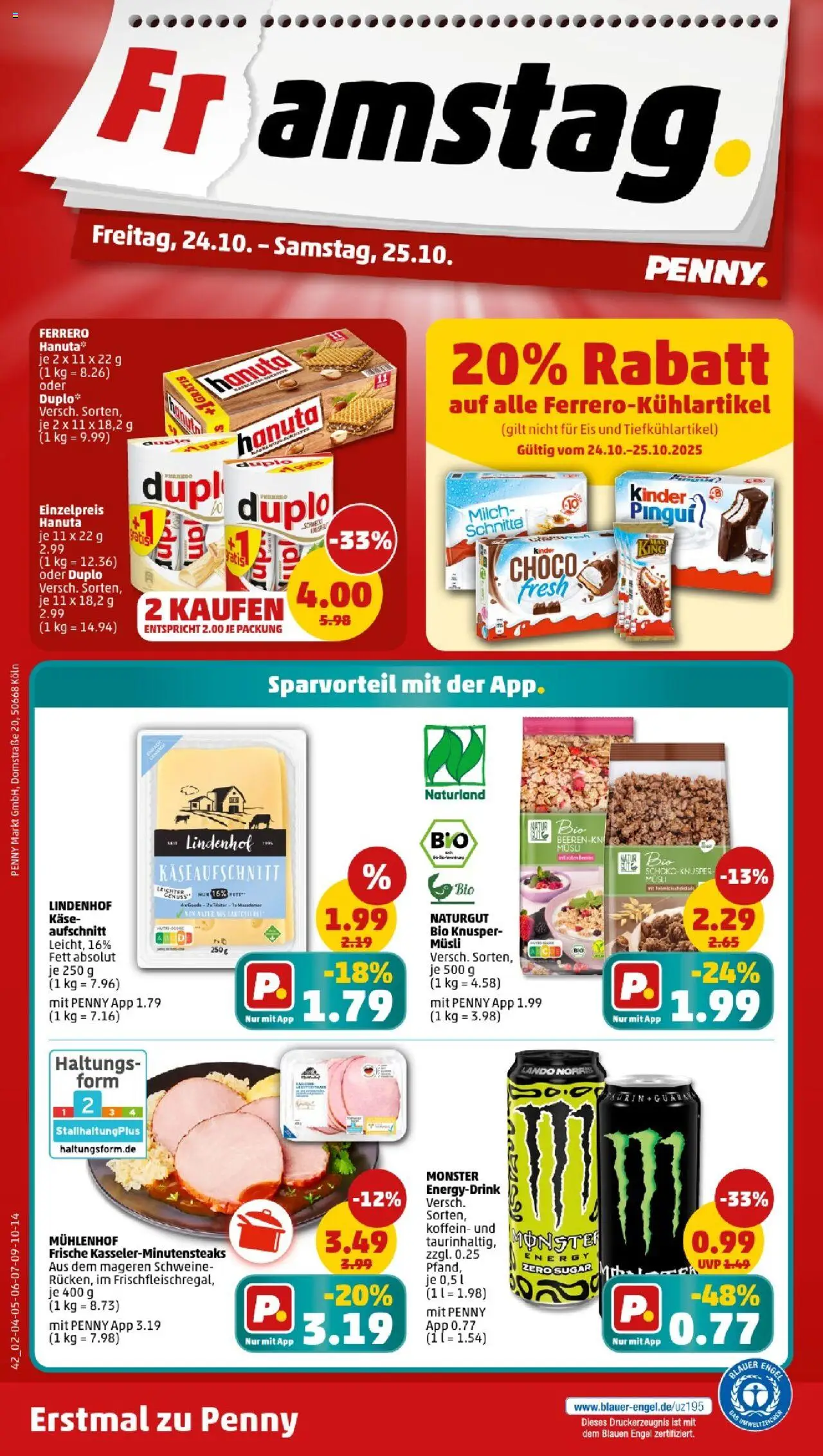 Penny - Baden-Württemberg – gültig ab 20.10.2025 | Seite: 42 | Produkte: Milch, Energy, Käse, Eis