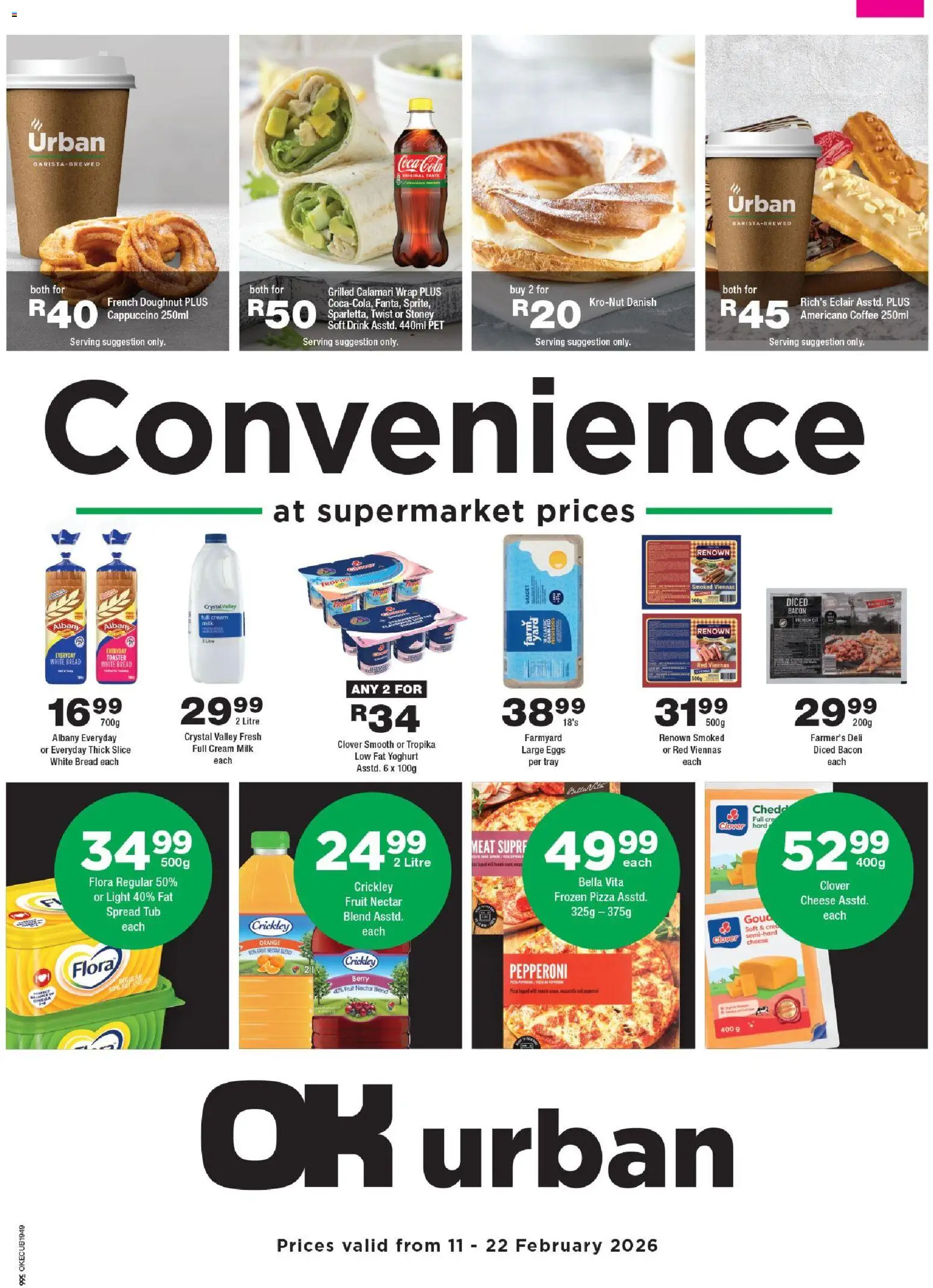 New OK Foods catalogue – valid from 11.02.2026 | Page: 1 | Products: Yoghurt, Coffee, Stoney, Bacon