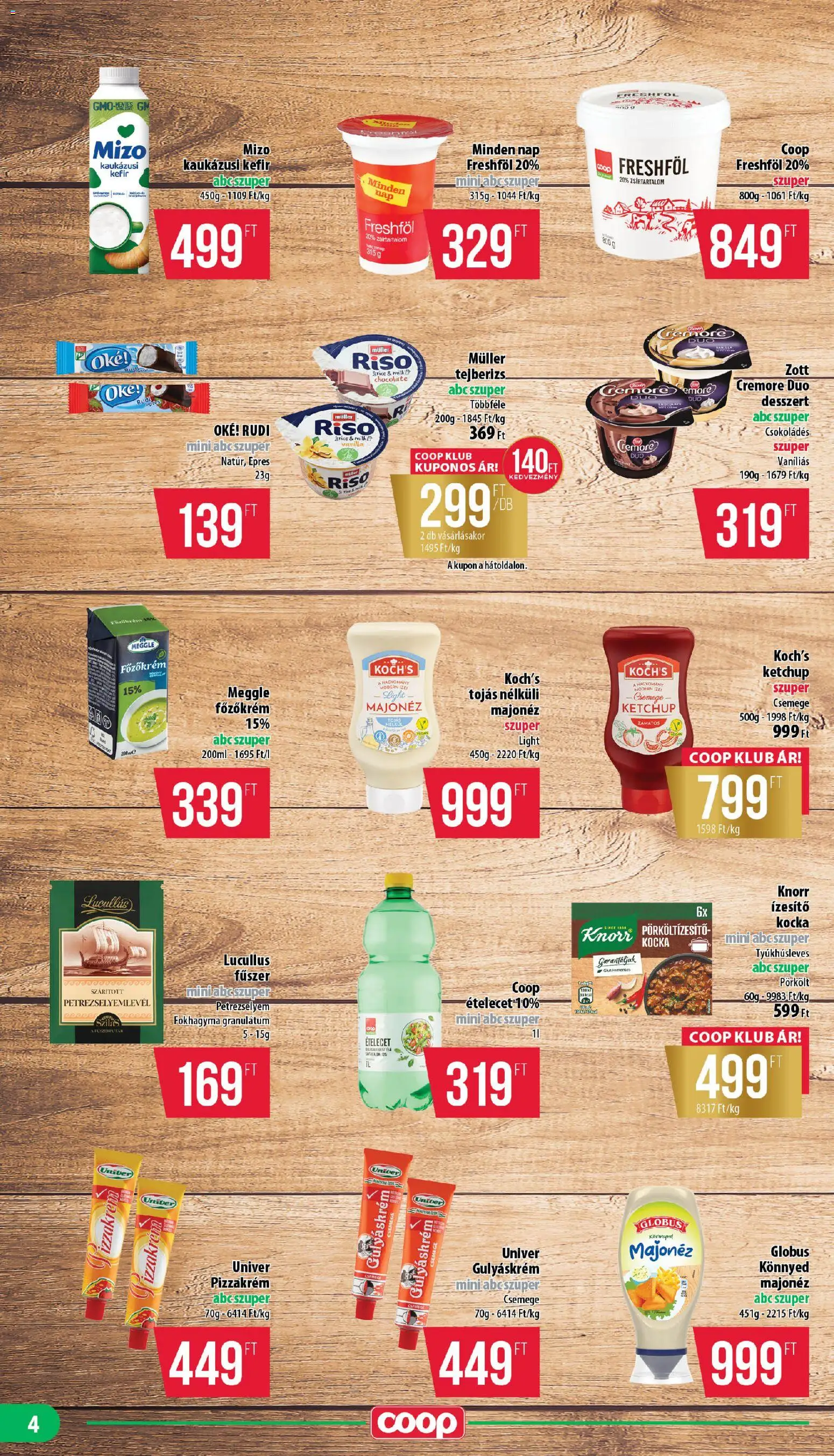 COOP akciós ujság - amely érvényes a következő dátumtól: 23.04.2026 | Oldal: 4 | Termékek: Petrezselyem, Tejberizs, Kefir, Kaukázusi kefír
