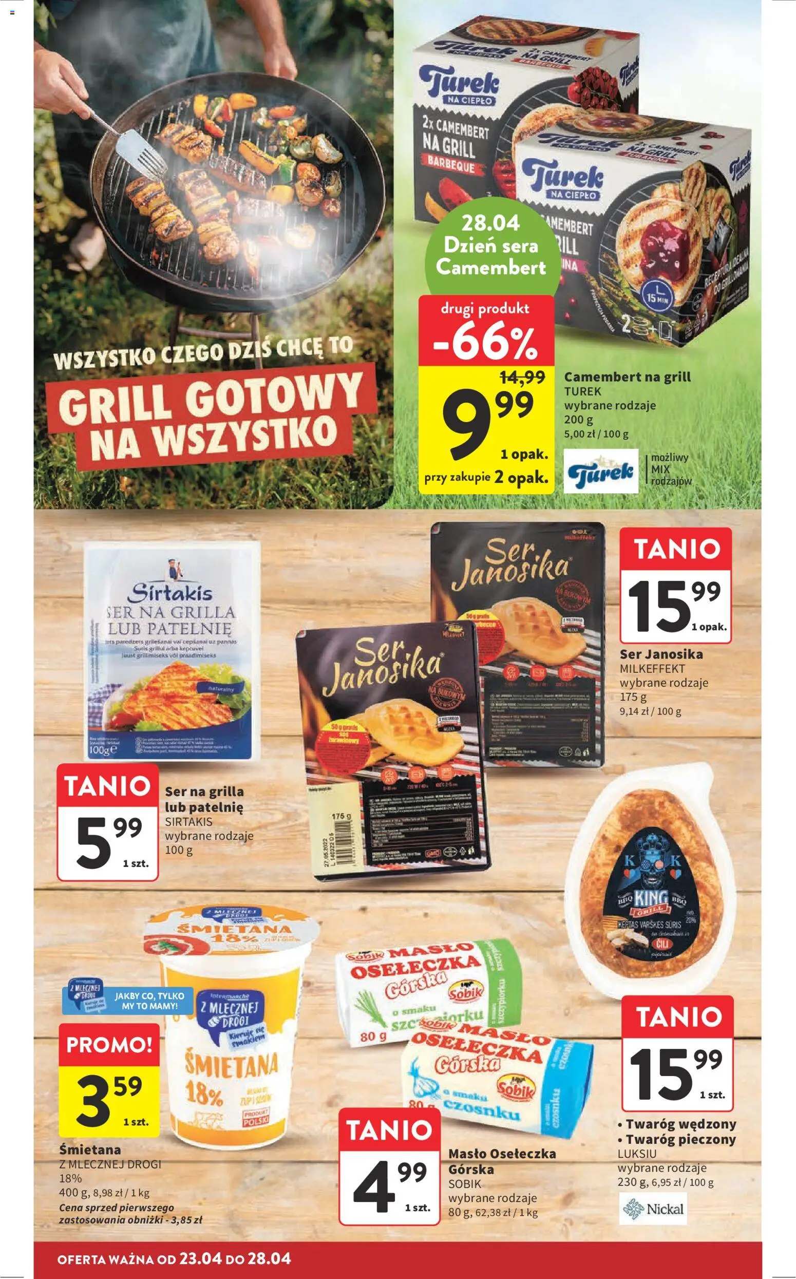 Intermarche gazetka od 23.04.2026 | Strona: 8 | Produkty: Camembert, Masło, Śmietana, Twaróg wędzony