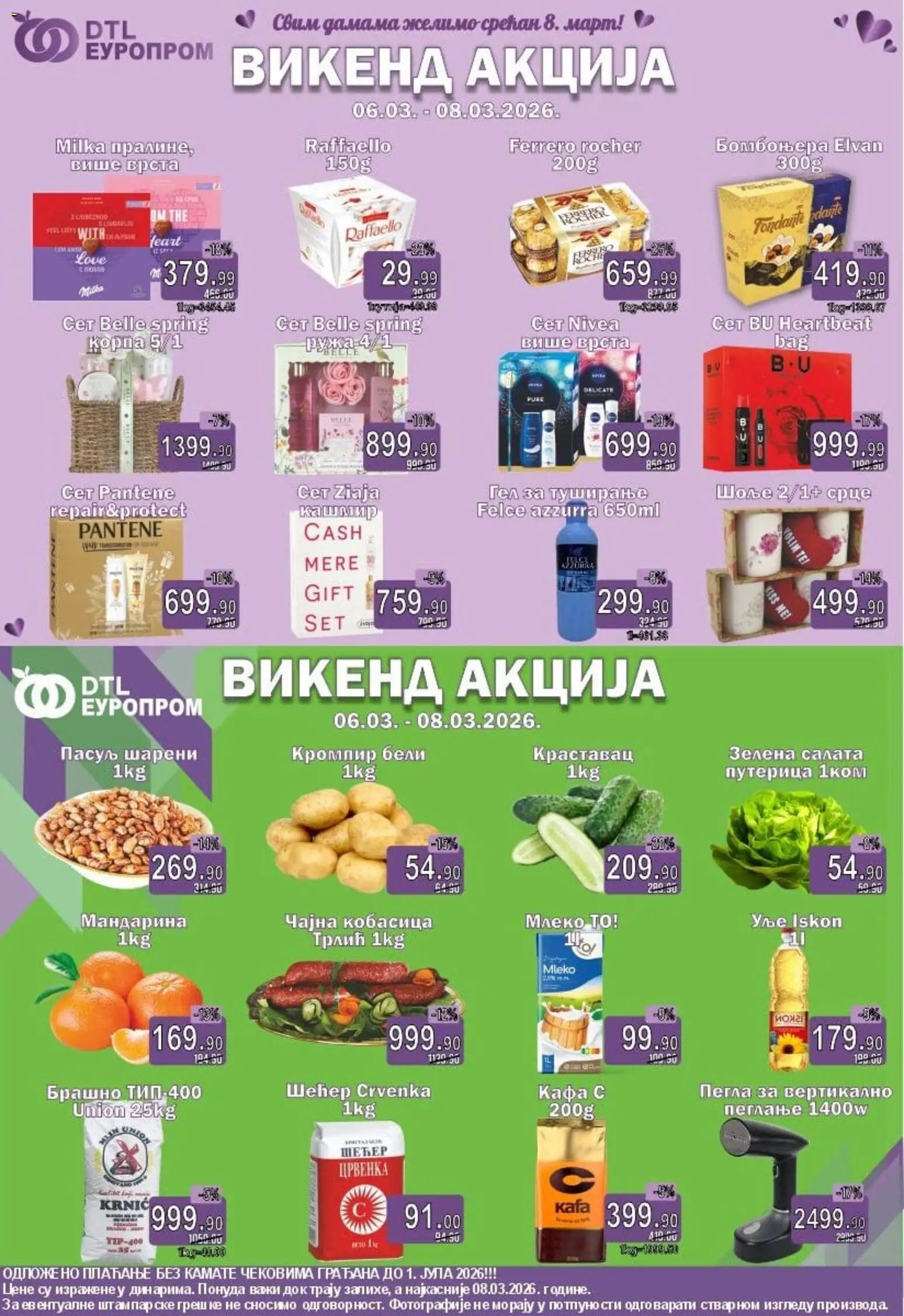 Europrom katalog - važi od 06.03.2026 | Strana: 1 | Proizvode: Nivea, Mleko, Ferrero, Felce azzurra