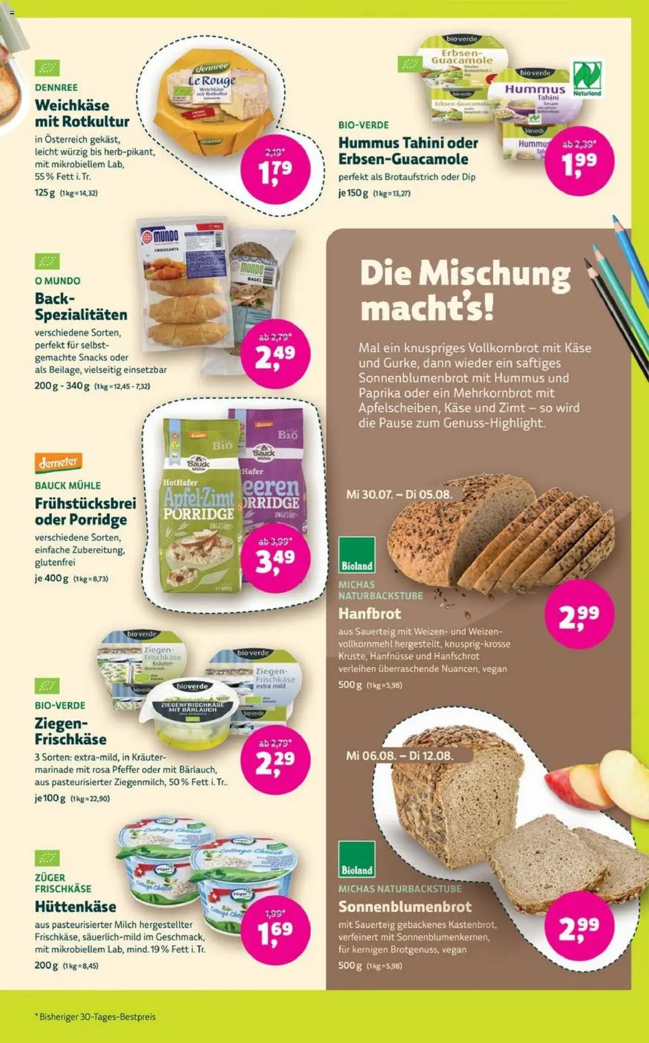 Denns BioMarkt Angebote - gültig ab dem 30.07.2025 | Seite: 5 | Produkte: Milch, Pfeffer, Hüttenkäse, Frischkase