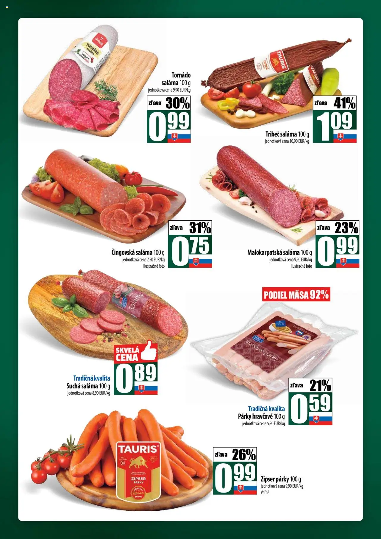 Nové COOP Jednota akcie – leták je platný od 18.09.2025 | Strana: 10 | Produkty: Saláma, Párky