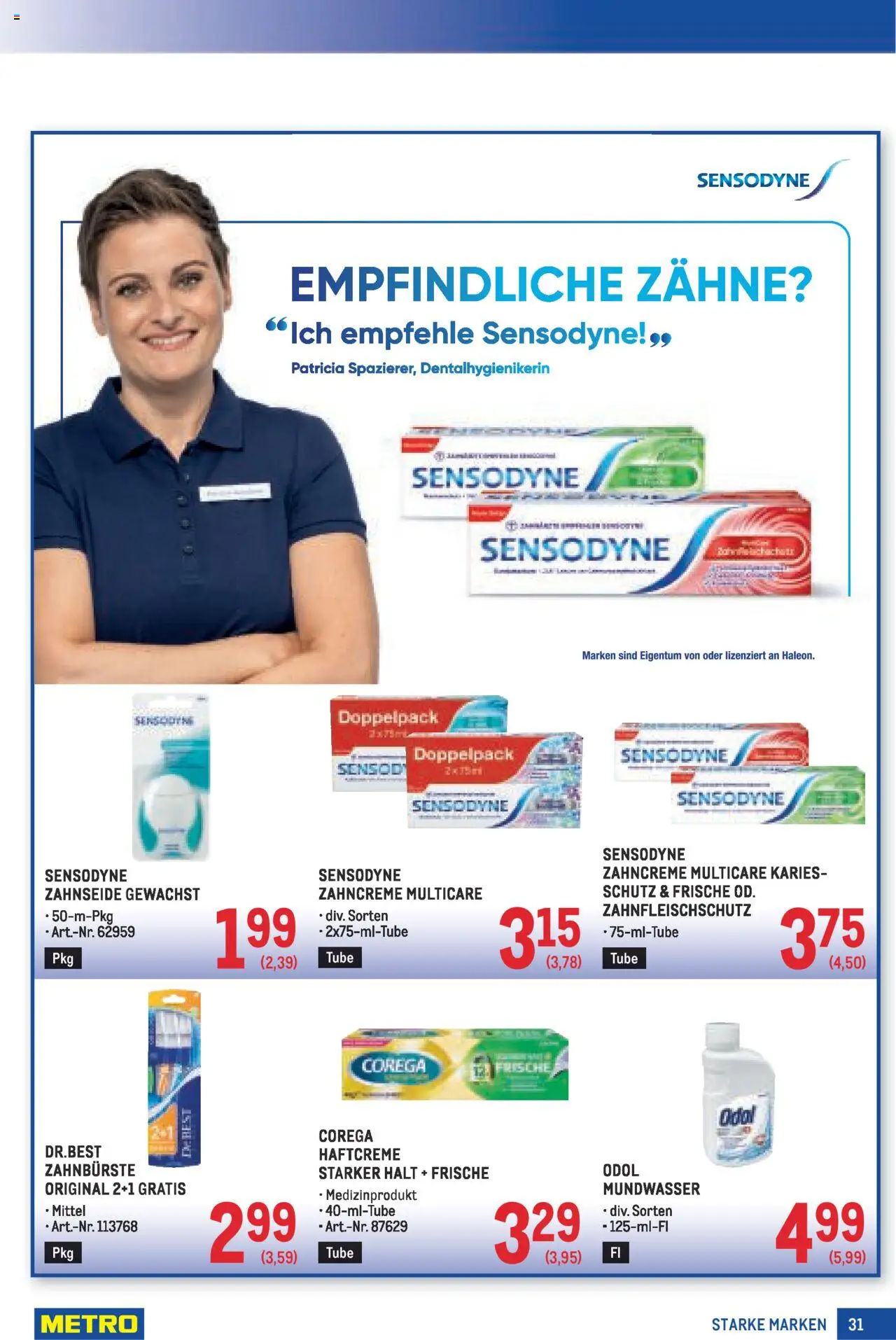 Metro  Starke Marken gültig ab 04.09.2025 | Seite: 31 | Produkte: Zahnbürste, Mundwasser