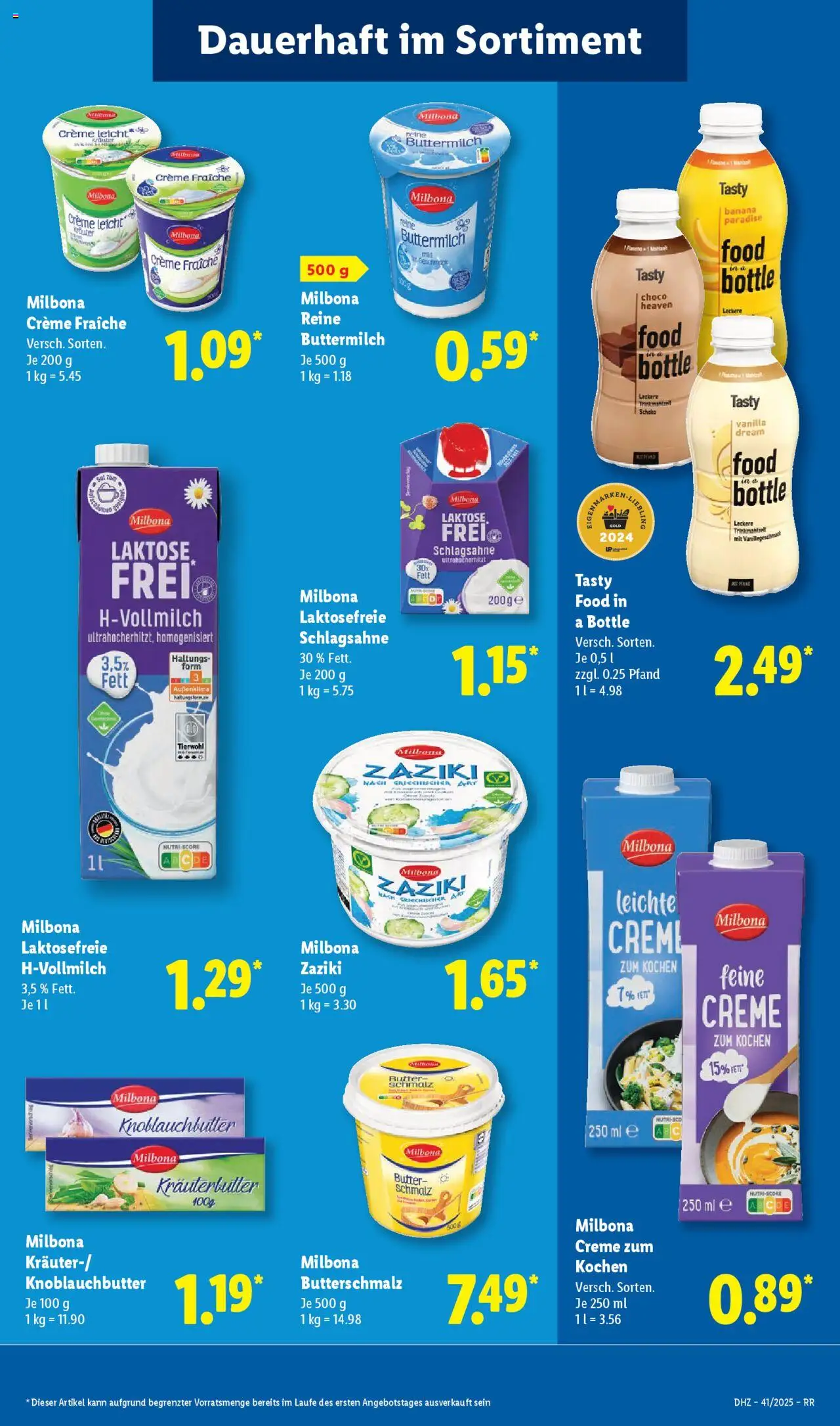 Lidl Prospekt Düsseldorf – gültig ab 06.10.2025 | Seite: 13 | Produkte: Butterschmalz, Schlagsahne, Butter, Creme