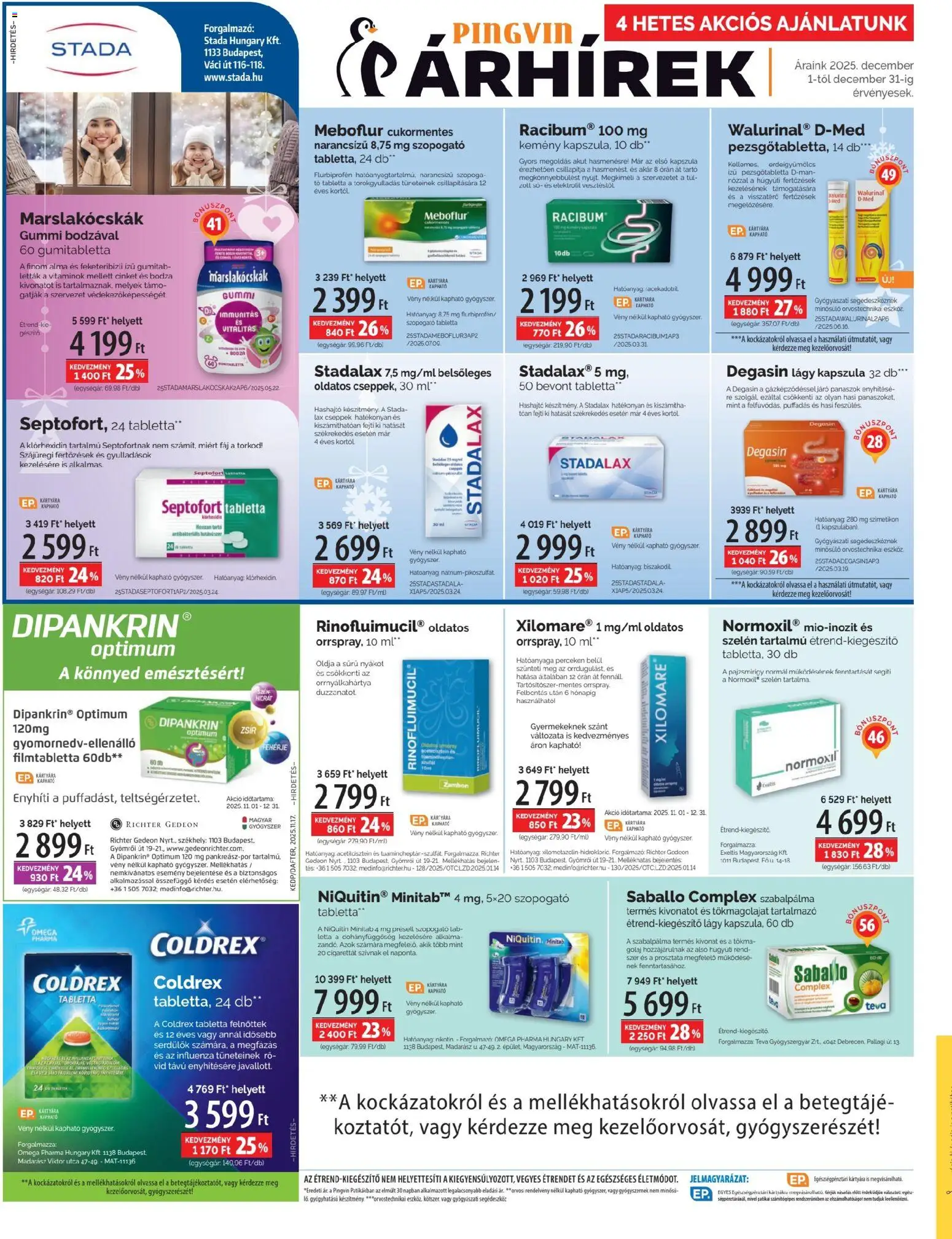 Pingvin Patika akciós ujság - amely érvényes a következő dátumtól: 01.12.2025 | Oldal: 4 | Termékek: Fehérje, Pezsgőtabletta, Alma, Só