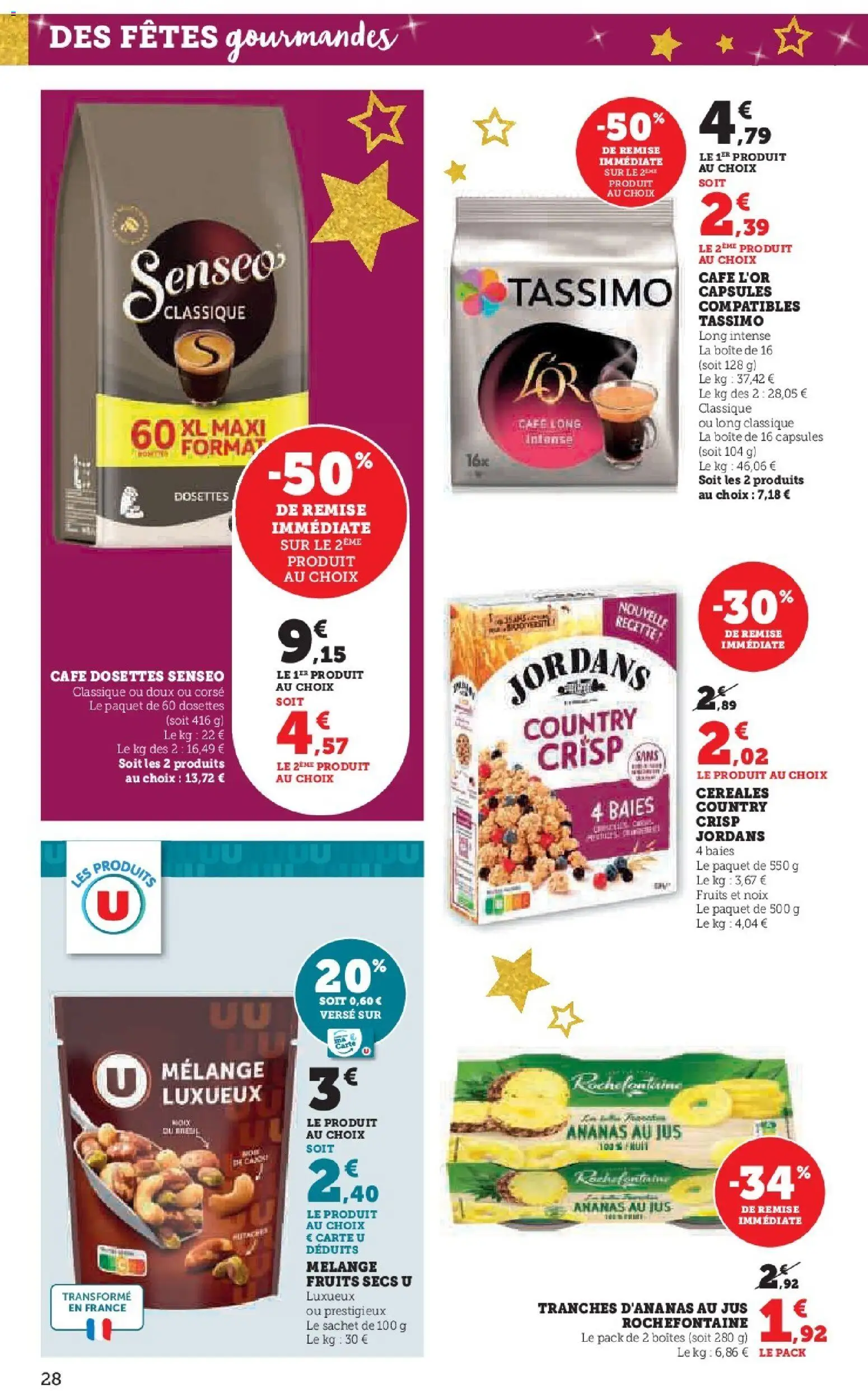 {H1} | Page: 28 | Produits: Senseo, Café, Ananas, Céréales