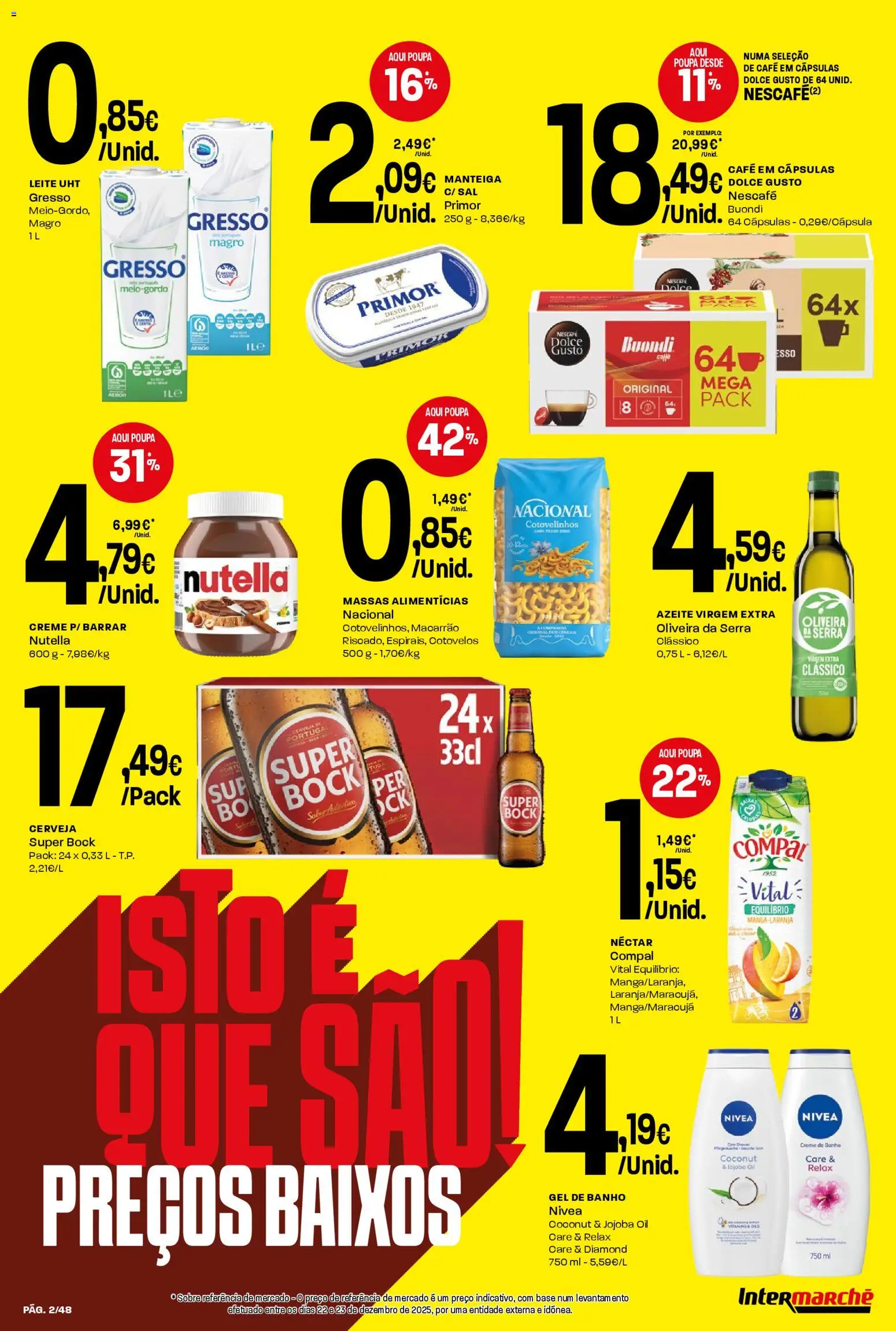 Intermarché folheto │ válido de 29.01.2026 | Página: 2 | Produtos: Capsulas dolce gusto, Sal, Leite, Macarrão