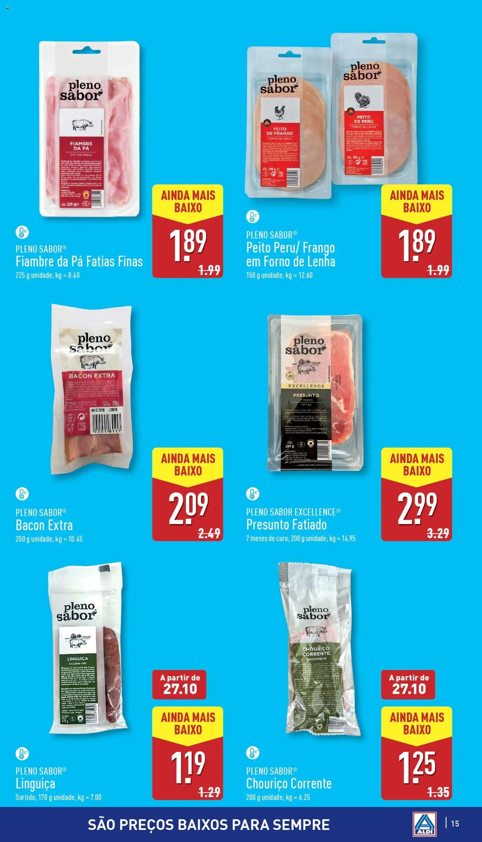 Aldi folheto │ válido de 22.10.2025 | Página: 15 | Produtos: Forno, Peito de peru, Peru, Presunto