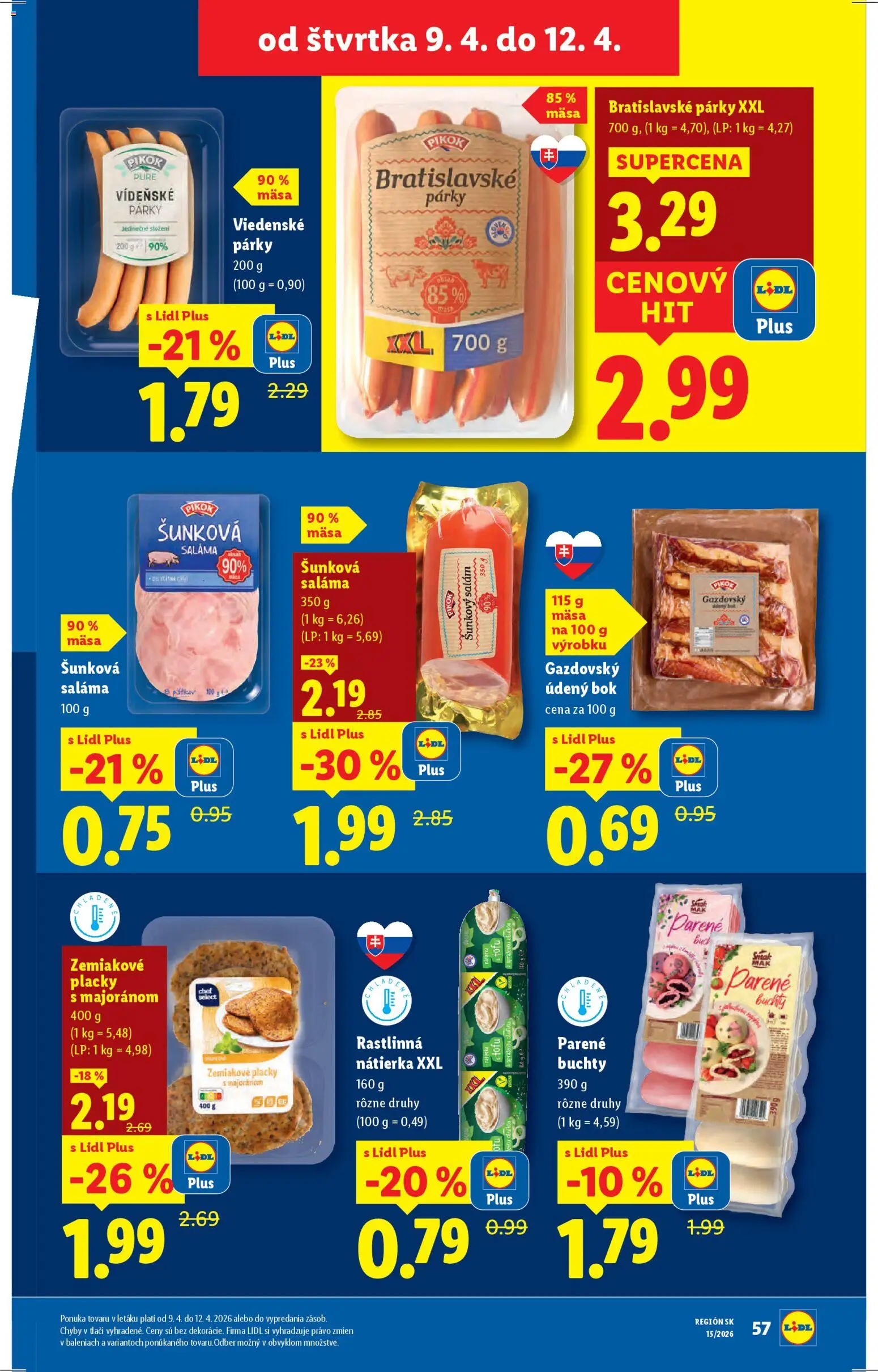 Nové Lidl akcie – leták je platný od 06.04.2026 | Strana: 57 | Produkty: Saláma, Tofu, Párky, Mak
