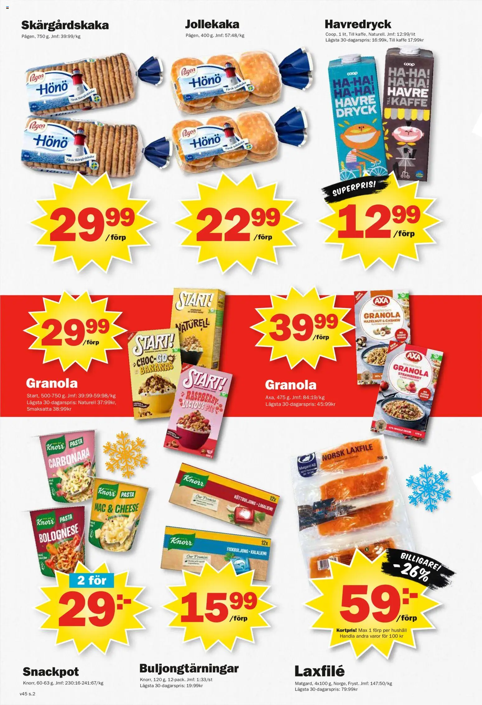 Pekås reklamblad aktuell från 03.11.2025 | Sida: 2 | Produkter: Köttbuljong, Kaffe, Granola, Pasta