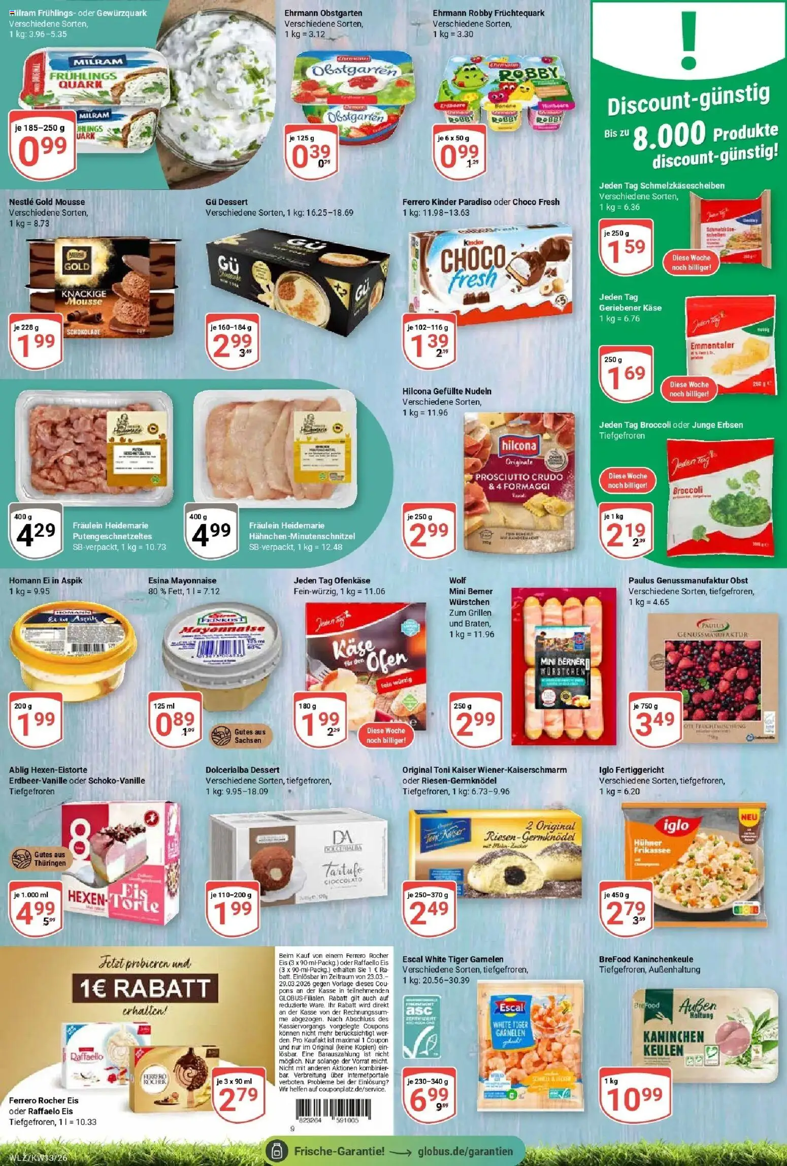 Globus prospekt Weischlitz	 – gültig ab 23.03.2026 | Seite: 12 | Produkte: Quark, Schokolade, Tiger garnelen, Eis