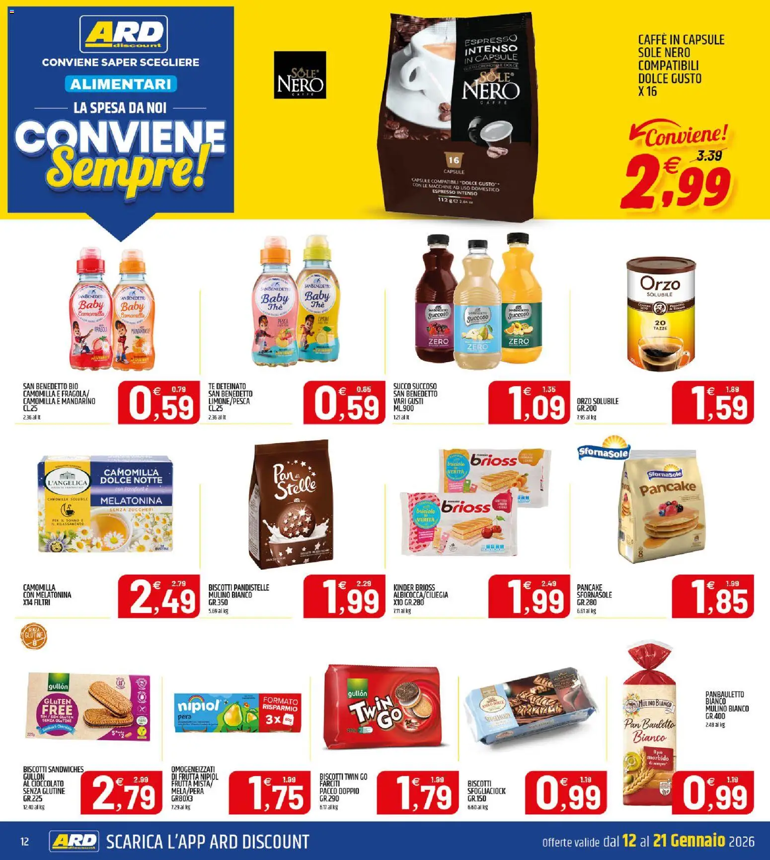 Volantino ARD Discount del 12.01.2026 | Pagina: 12 | Prodotti: Caffè, Tè, Biscotti, Pera