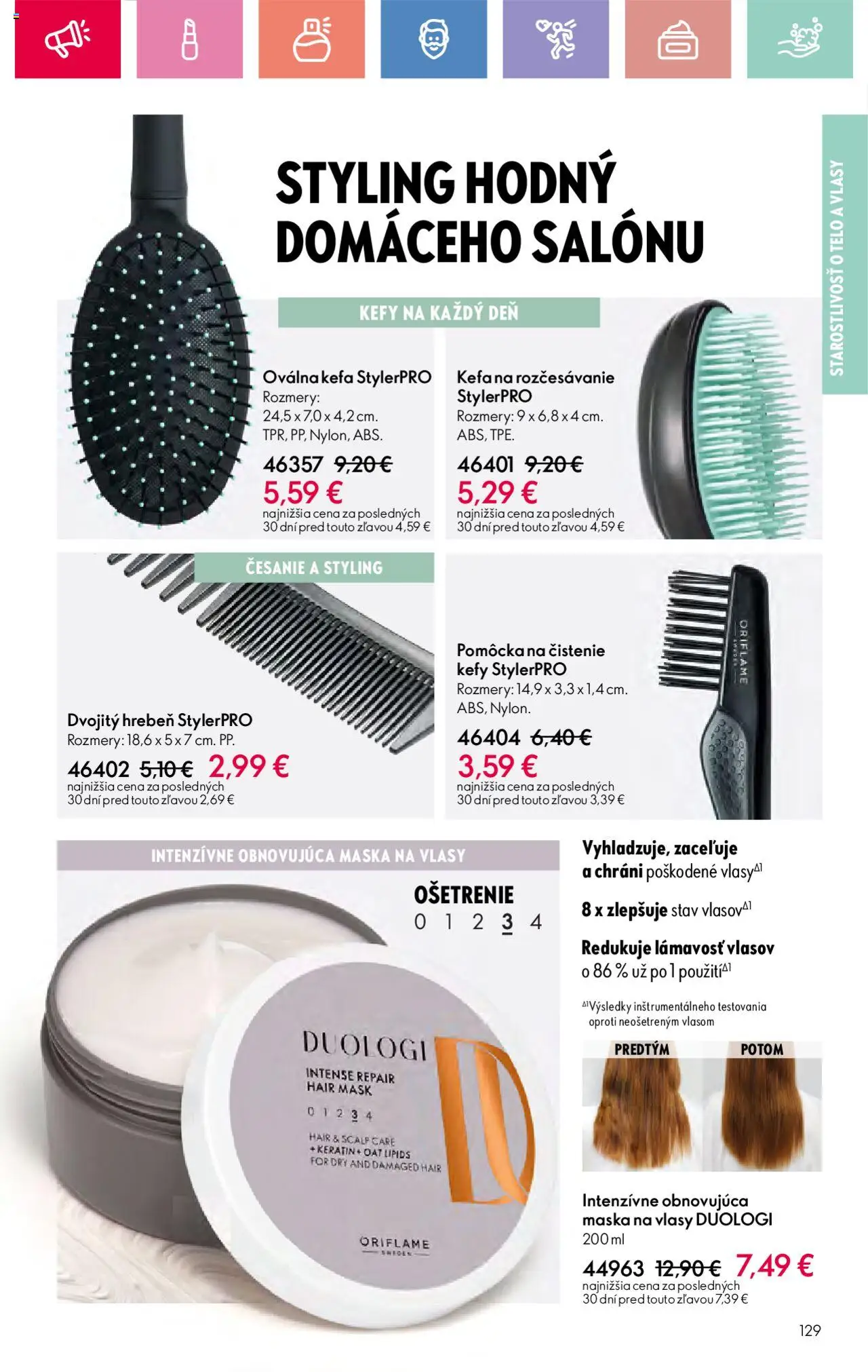 Katalóg Oriflame 10 2025 │ platný od 06.07.2025 | Strana: 129 | Produkty: Maska na vlasy, Hrebeň, Kefa, Maska
