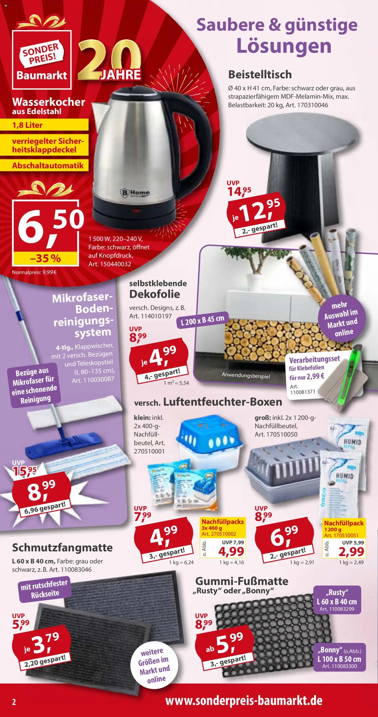 Sonderpreis Baumarkt Prospekt 	 – gültig ab 29.11.2025 | Seite: 2 | Produkte: Wasserkocher, Beistelltisch, Schmutzfangmatte