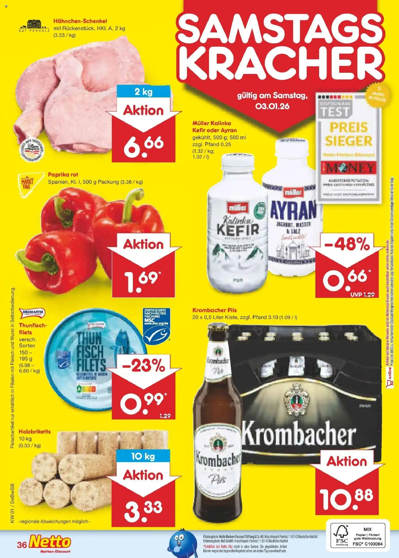 Netto Marken-Discount prospekt Waiblingen-Bittenfeld	 – gültig ab 28.12.2025 | Seite: 50 | Produkte: Kefir, Thunfisch, Paprika rot, Pils