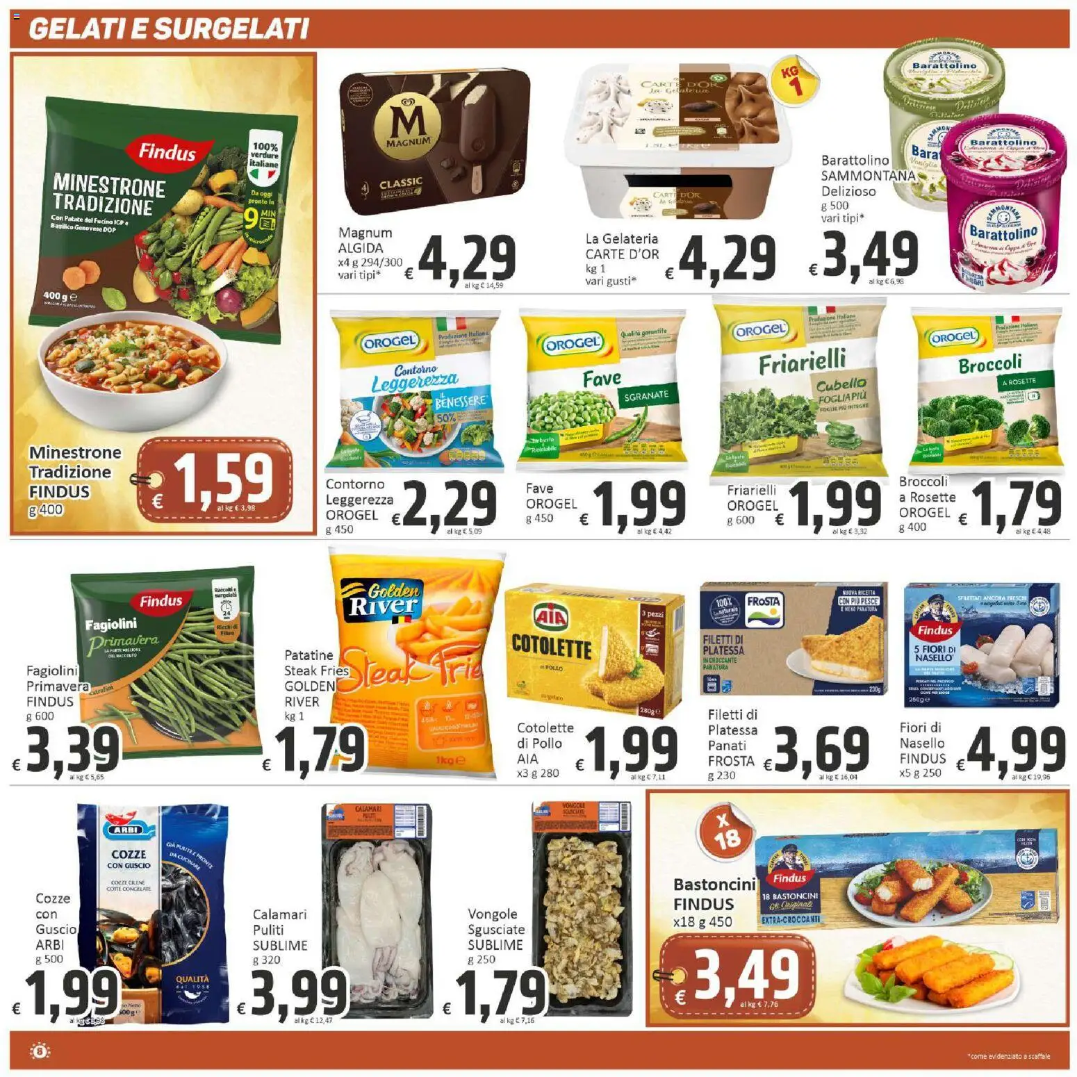 Volantino Paghi Poco del 03.03.2026 | Pagina: 8 | Prodotti: Patatine, Calamari, Scaffale, Friarielli