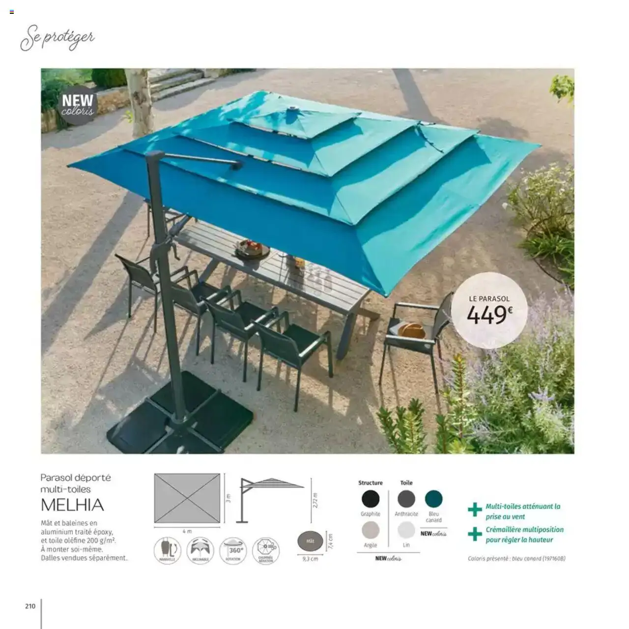  | Page: 210 | Produits: Argile, Prise, Parasol déporté, Parasol