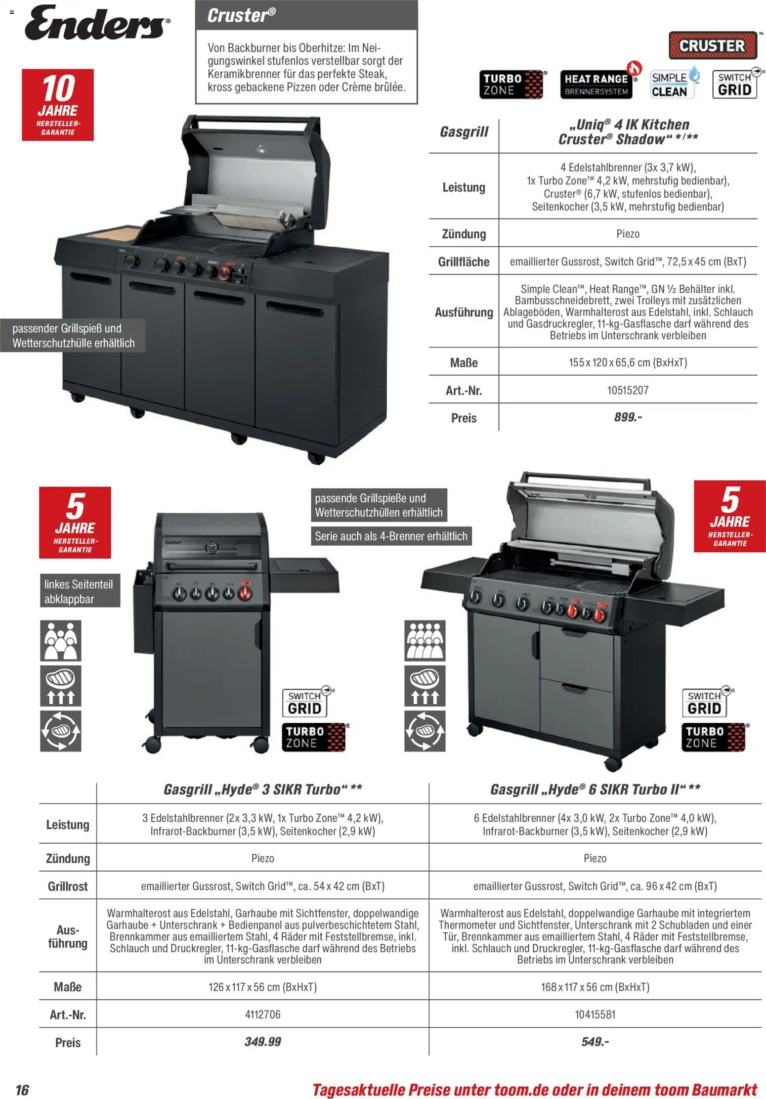 Toom Baumarkt  Grills & Zubehör 2026 – gültig ab 14.02.2026 | Seite: 16 | Produkte: Thermometer, Unterschrank, Creme