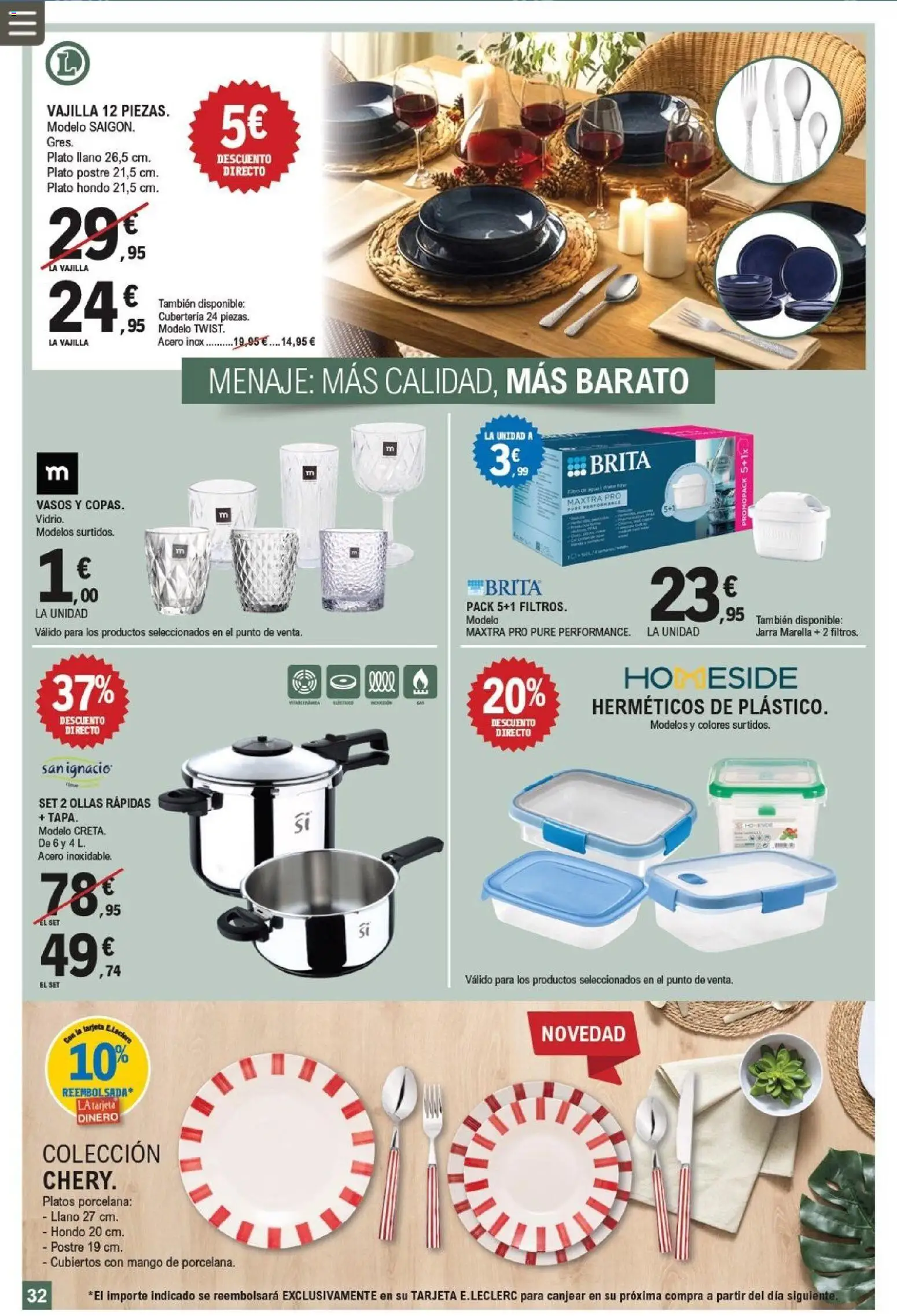 E.Leclerc folleto │ válido desde el 21.01.2026 | Página: 32 | Productos: Vasos, Βρεφικό κρεβάτι, Ρούτερ, Cubertería