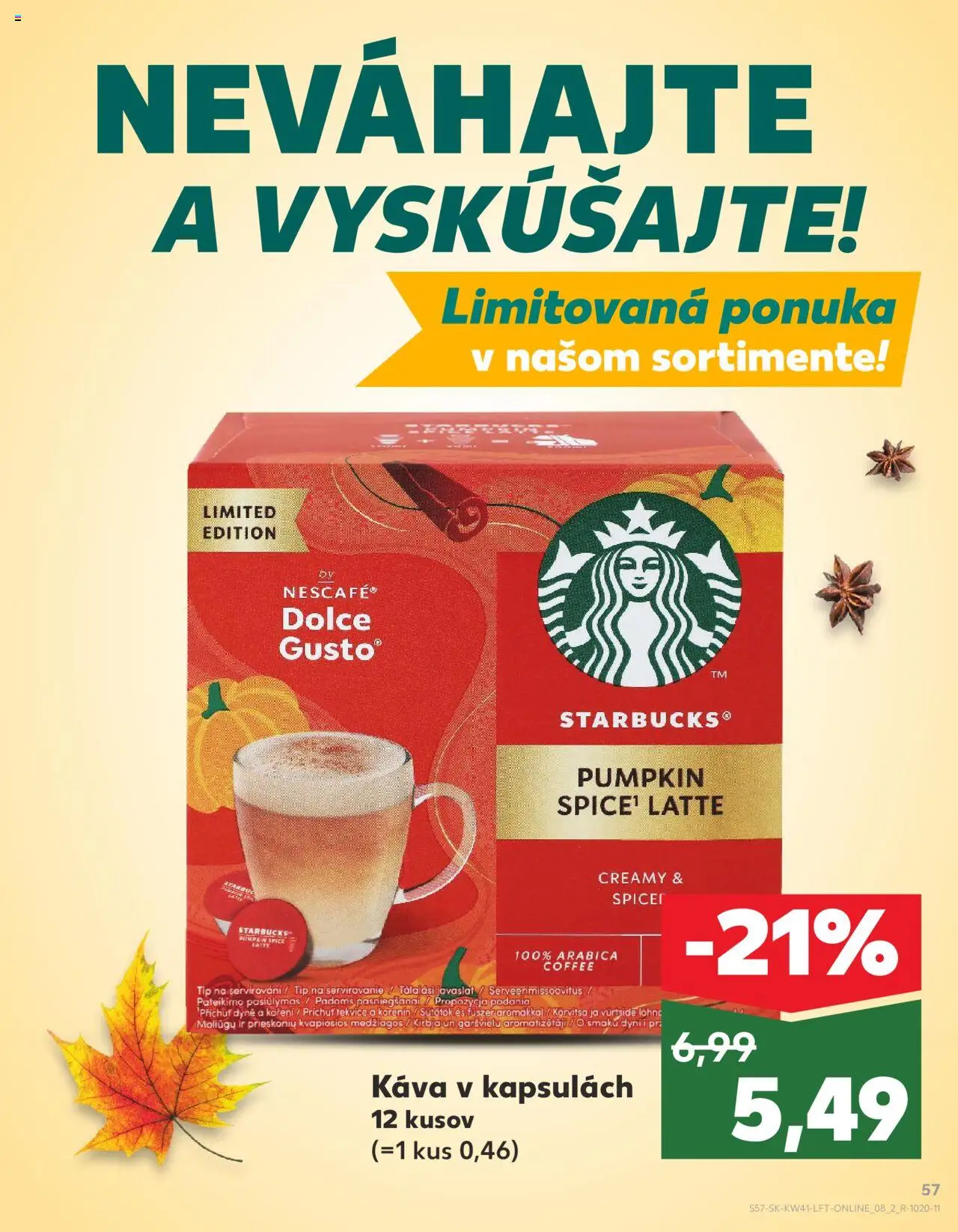 Nové Kaufland akcie – leták je platný od 09.10.2025 | Strana: 57 | Produkty: Káva