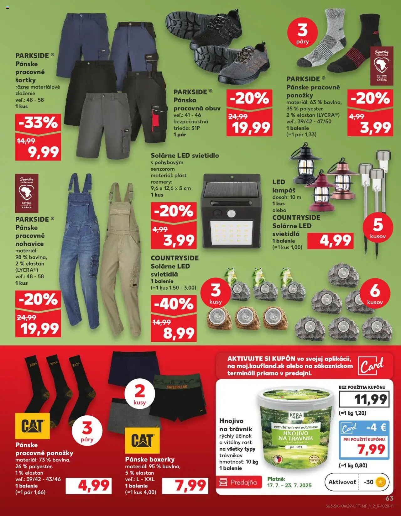 Nové Kaufland akcie – leták je platný od 17.07.2025 | Strana: 63 | Produkty: Svietidlá, Led svietidla, Svietidlo, Parkside