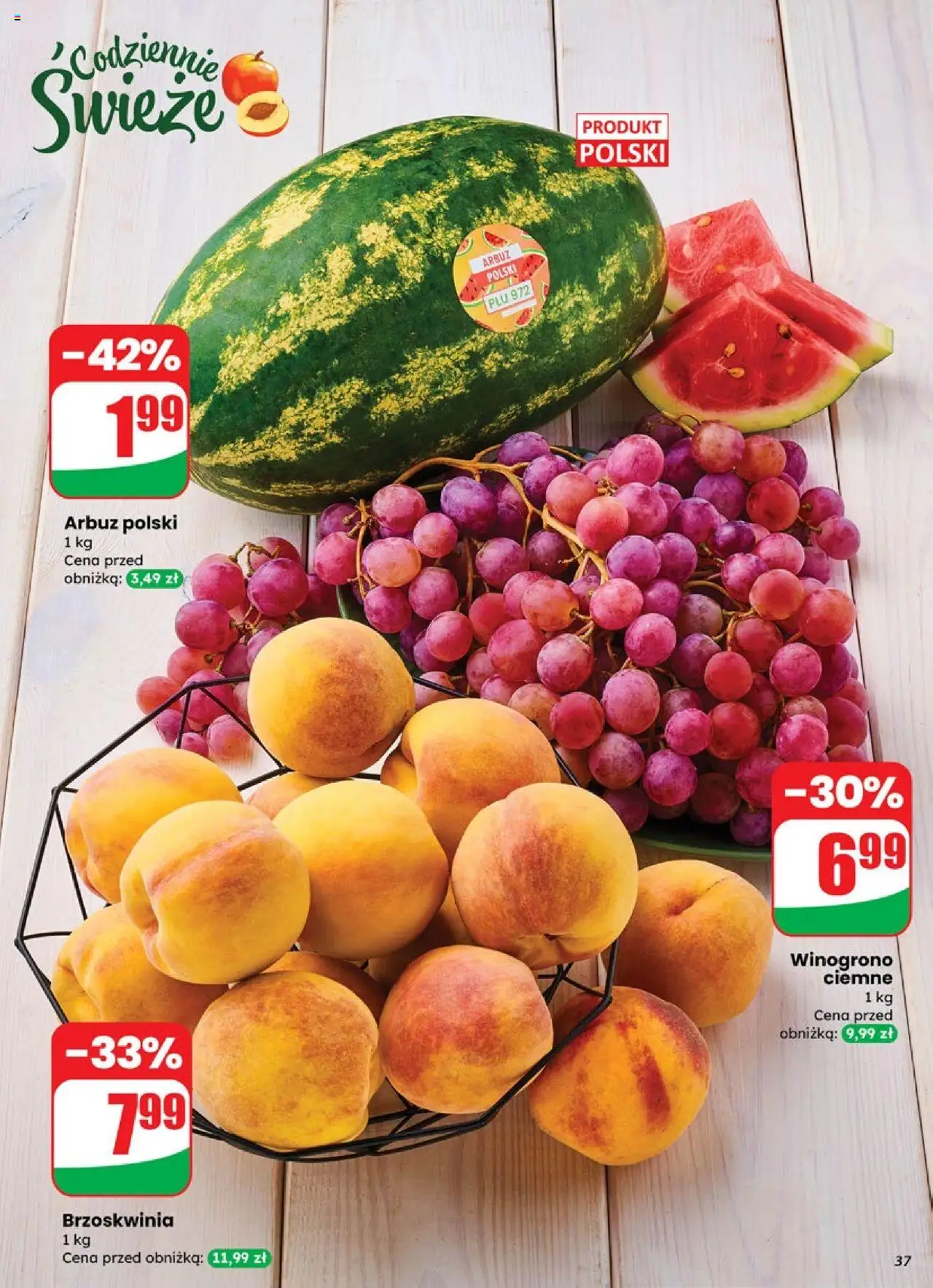 Dino Gazetka od 10.09.2025 | Strona: 37 | Produkty: Brzoskwinia, Arbuz, Winogrono