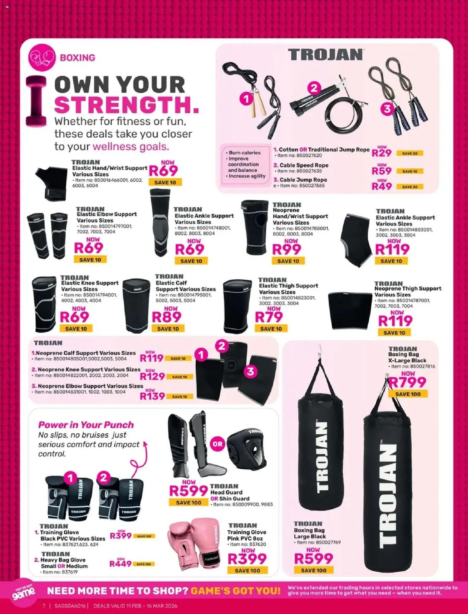 New Game catalogue – valid from 11.02.2026 | Page: 7 | Products: Glove, Cable, Bag