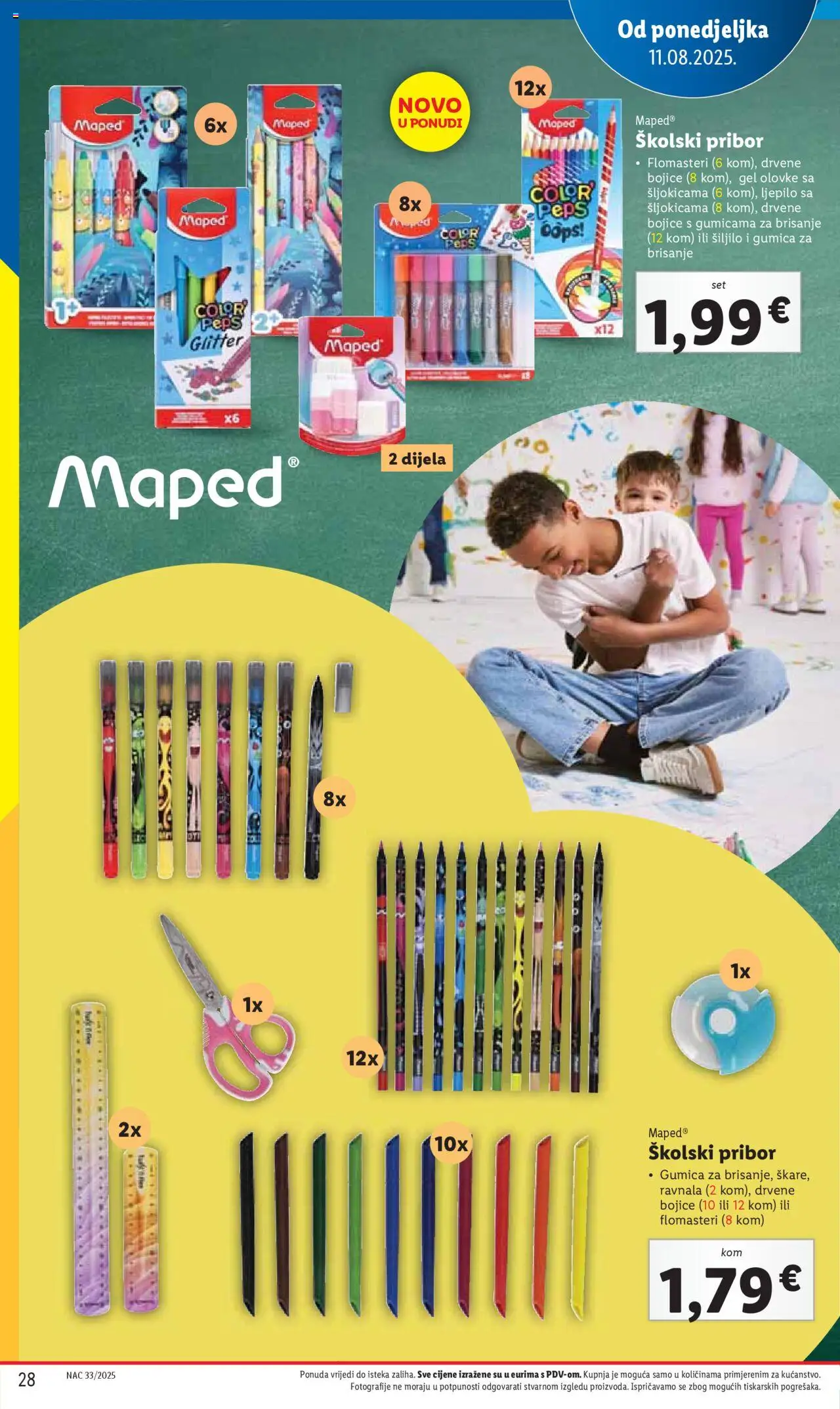 Lidl katalog | vrijedi od 31.07.2025 | Stranica: 28 | Proizvodi: Šiljilo, Ljepilo, Drvene bojice, Flomasteri