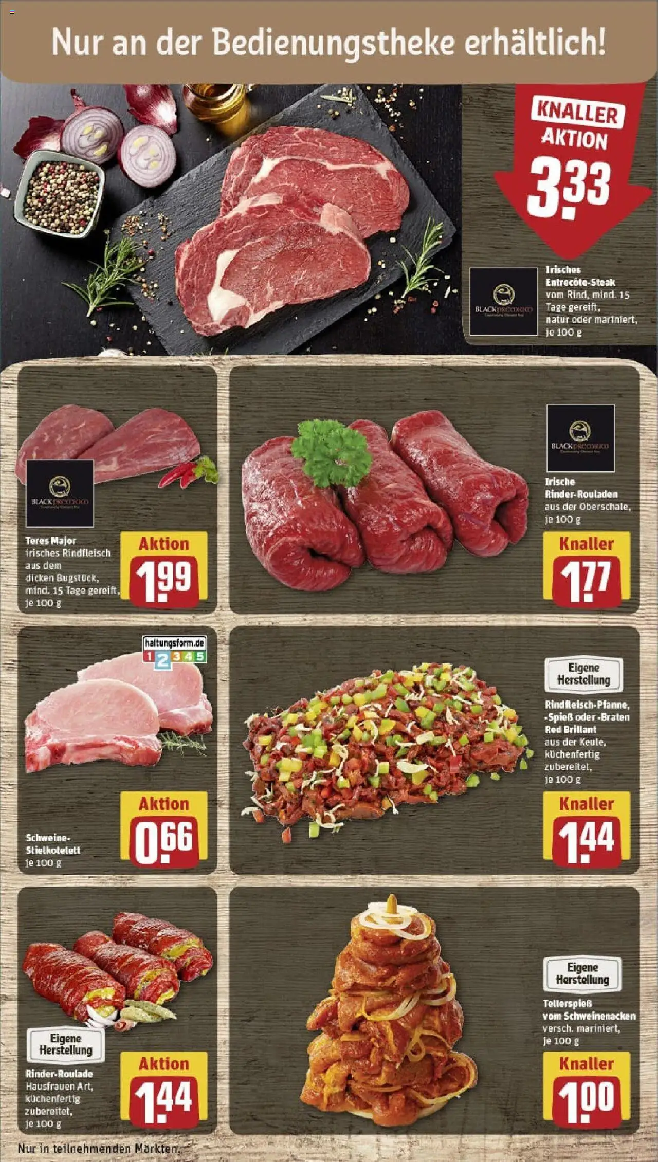 Rewe prospekt Jena / Lobeda	 - gültig ab dem 27.07.2025 | Seite: 14 | Produkte: Rinderrouladen, Schweinenacken, Rindfleisch, Steak
