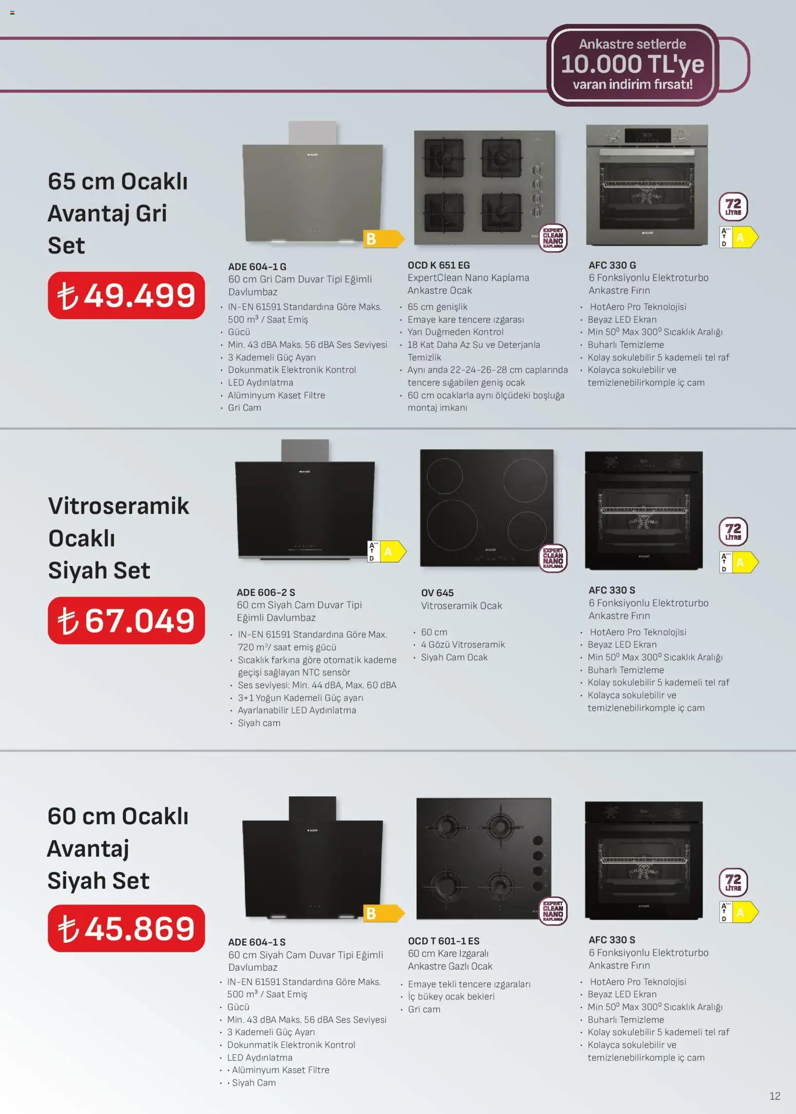 Arçelik Ankastre Kataloğu - 01.01.2025 tarihinden itibaren geçerlidir | Sayfa: 12 | Ürünler: Raf, Su, Fırın, Ocak