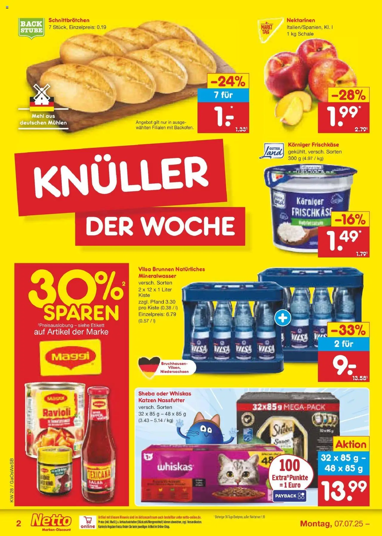 Netto Marken-Discount prospekt Bremen-Lesum	 - gültig ab dem 07.07.2025 | Seite: 2 | Produkte: Mehl, Maggi, Mineralwasser, Frischkase