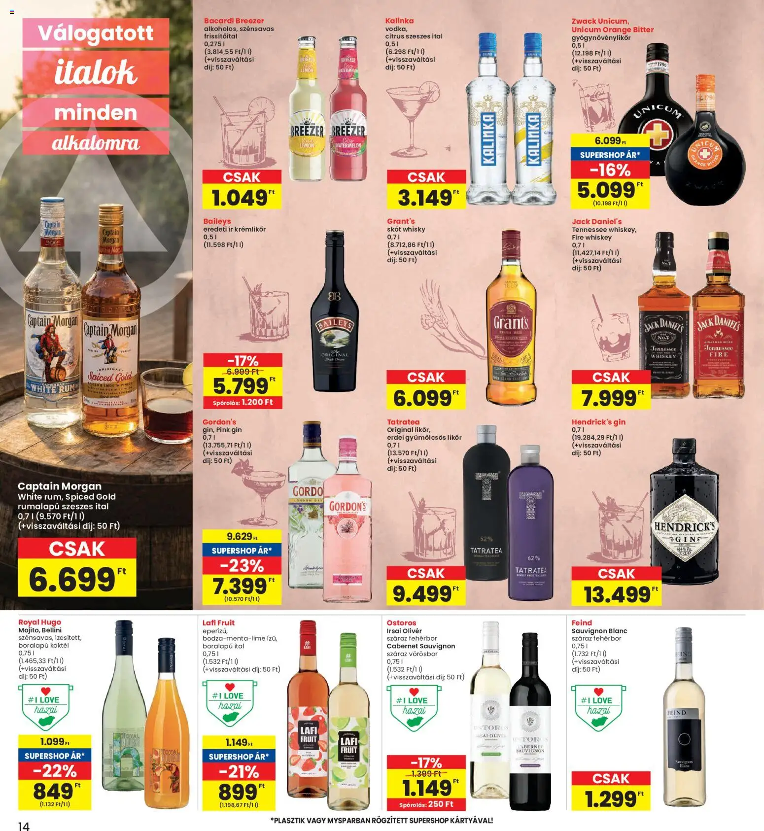 Interspar akciós ujság - amely érvényes a következő dátumtól: 19.02.2026 | Oldal: 14 | Termékek: Whiskey, Bacardi, Rum, Whisky
