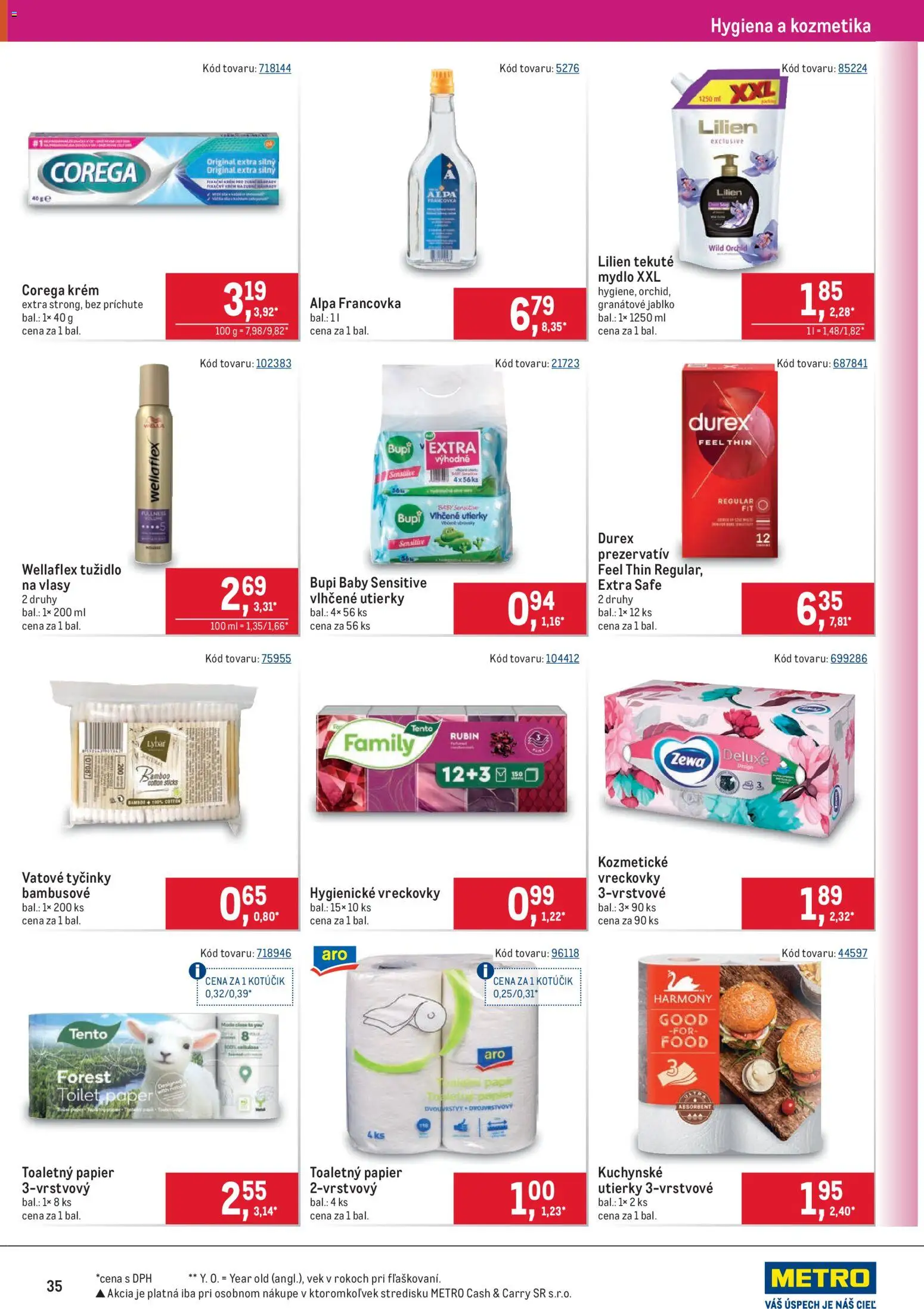 Nové Metro akcie – leták je platný od 25.03.2026 | Strana: 35 | Produkty: Toaletný papier, Mydlo, Alpa, Krém