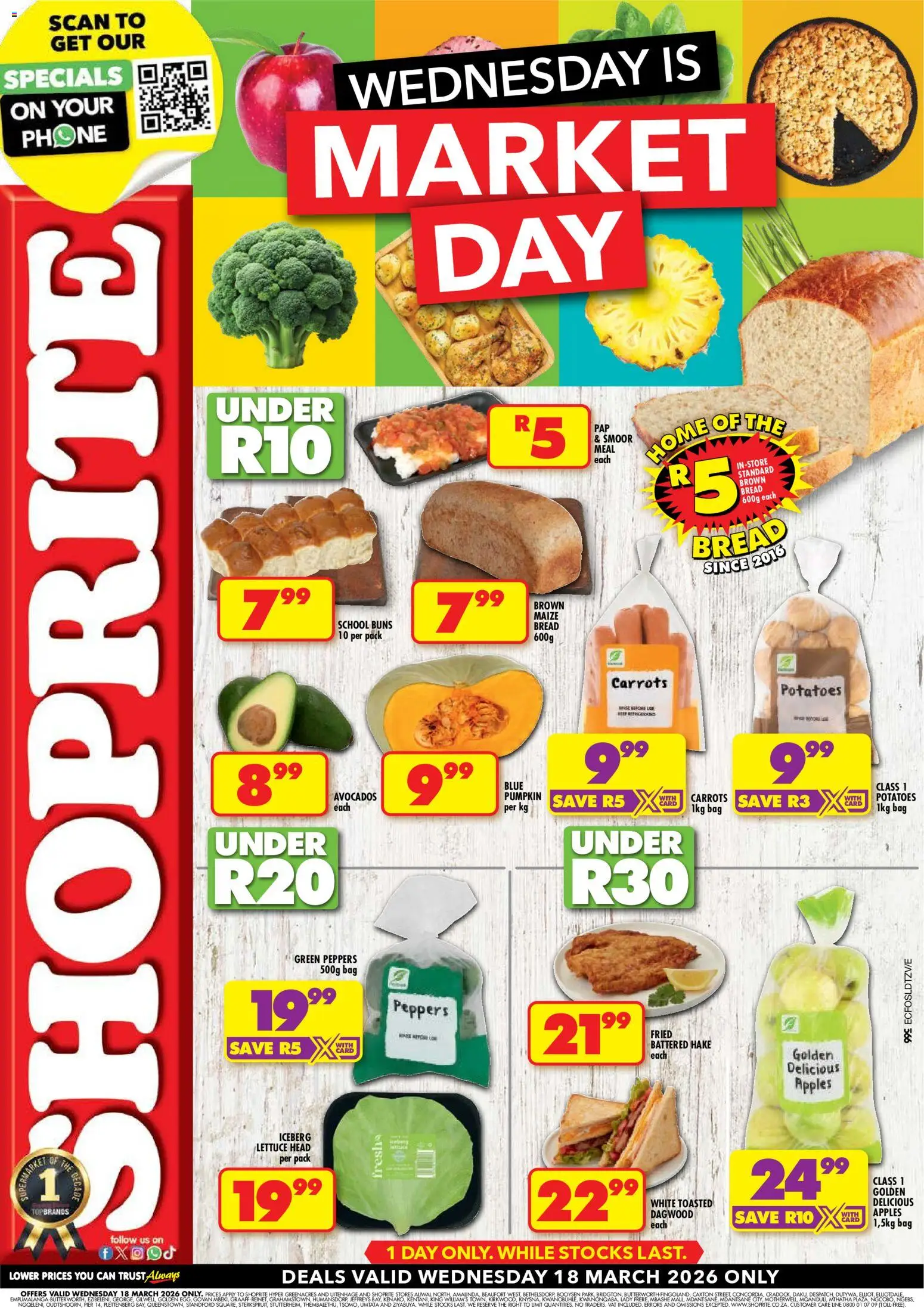 New Shoprite catalogue – valid from 18.03.2026 | Page: 1 | Products: Phone, Bread, Potatoes, Lettuce