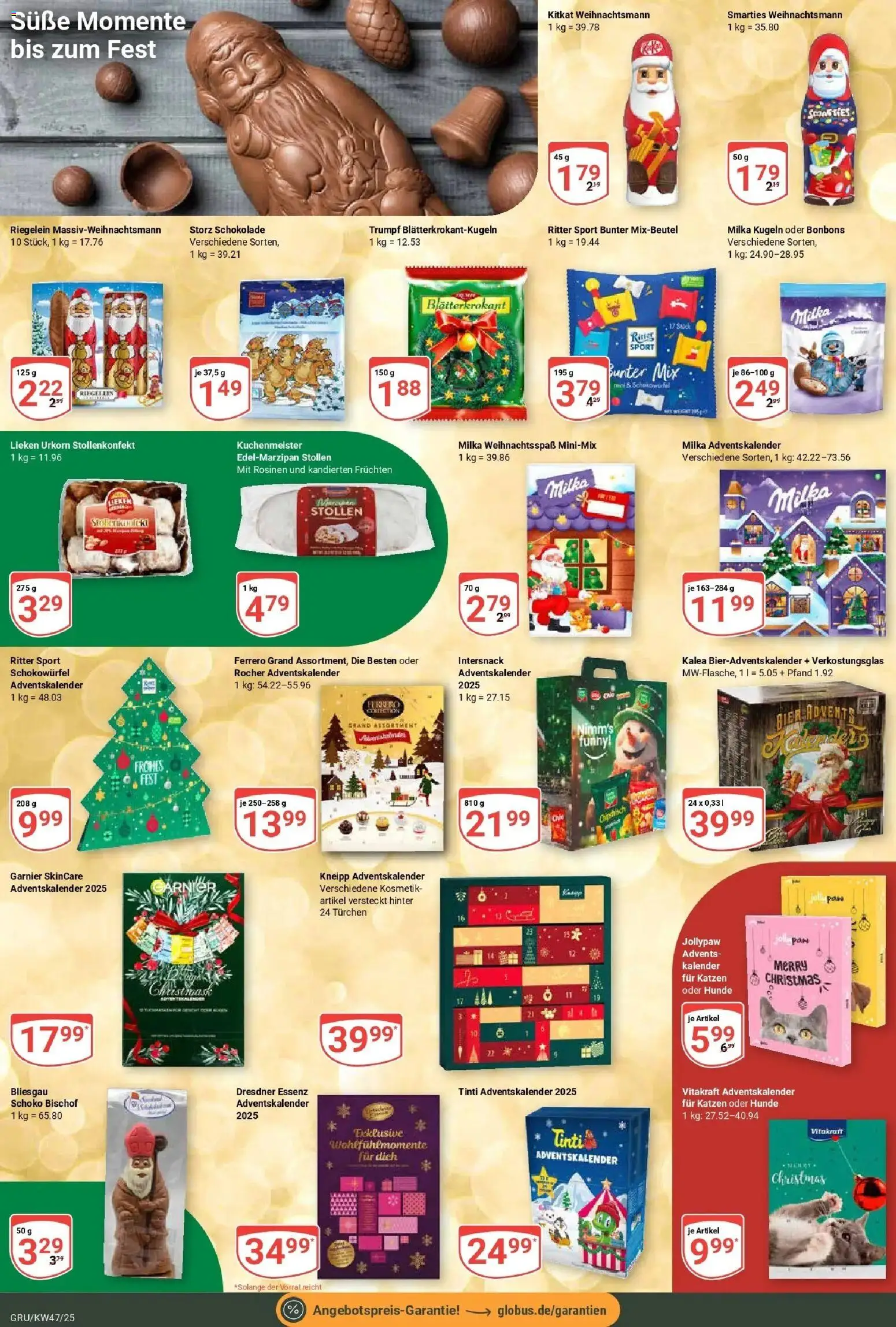 Globus prospekt Grünstadt	 – gültig ab 17.11.2025 | Seite: 22 | Produkte: Ritter sport, Smarties, Milka, Rosinen