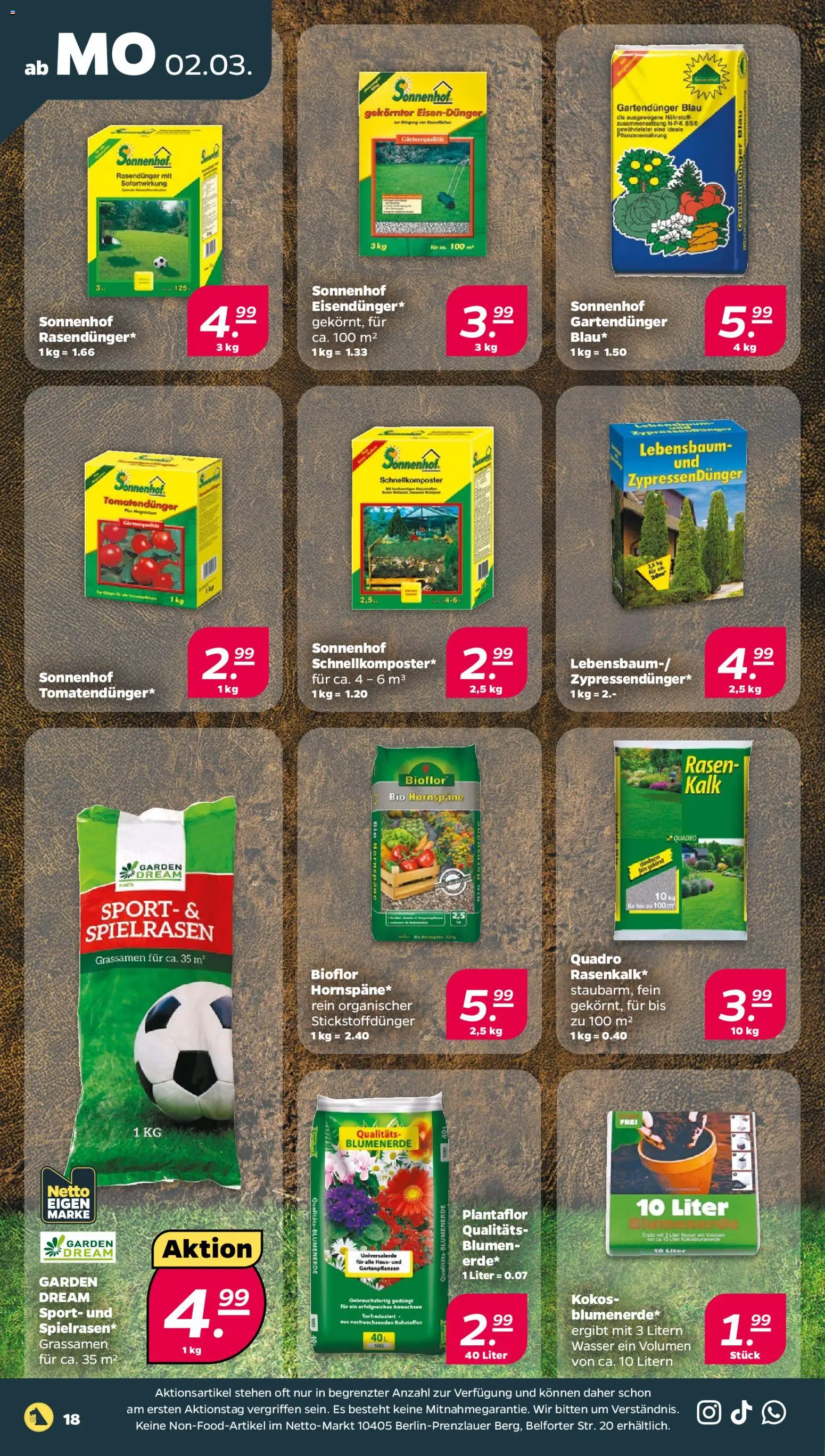 Netto Prospekt 	 – gültig ab 02.03.2026 | Seite: 22 | Produkte: Blumen, Blumenerde, Wasser